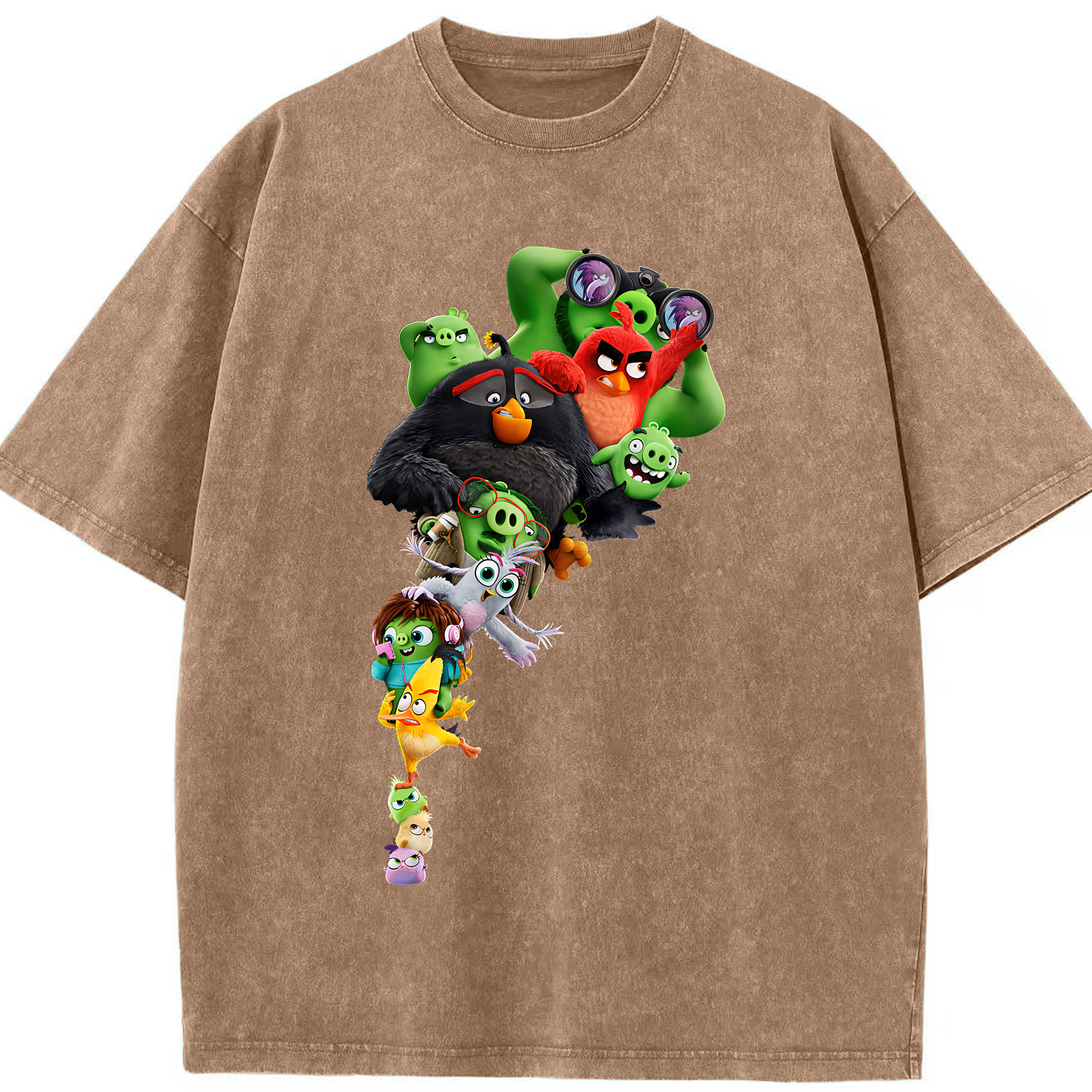 （画像用） Angry Birds アングリーバード 綿100% ヴィンテージ風 半袖Tシャツ（フロントプリント）