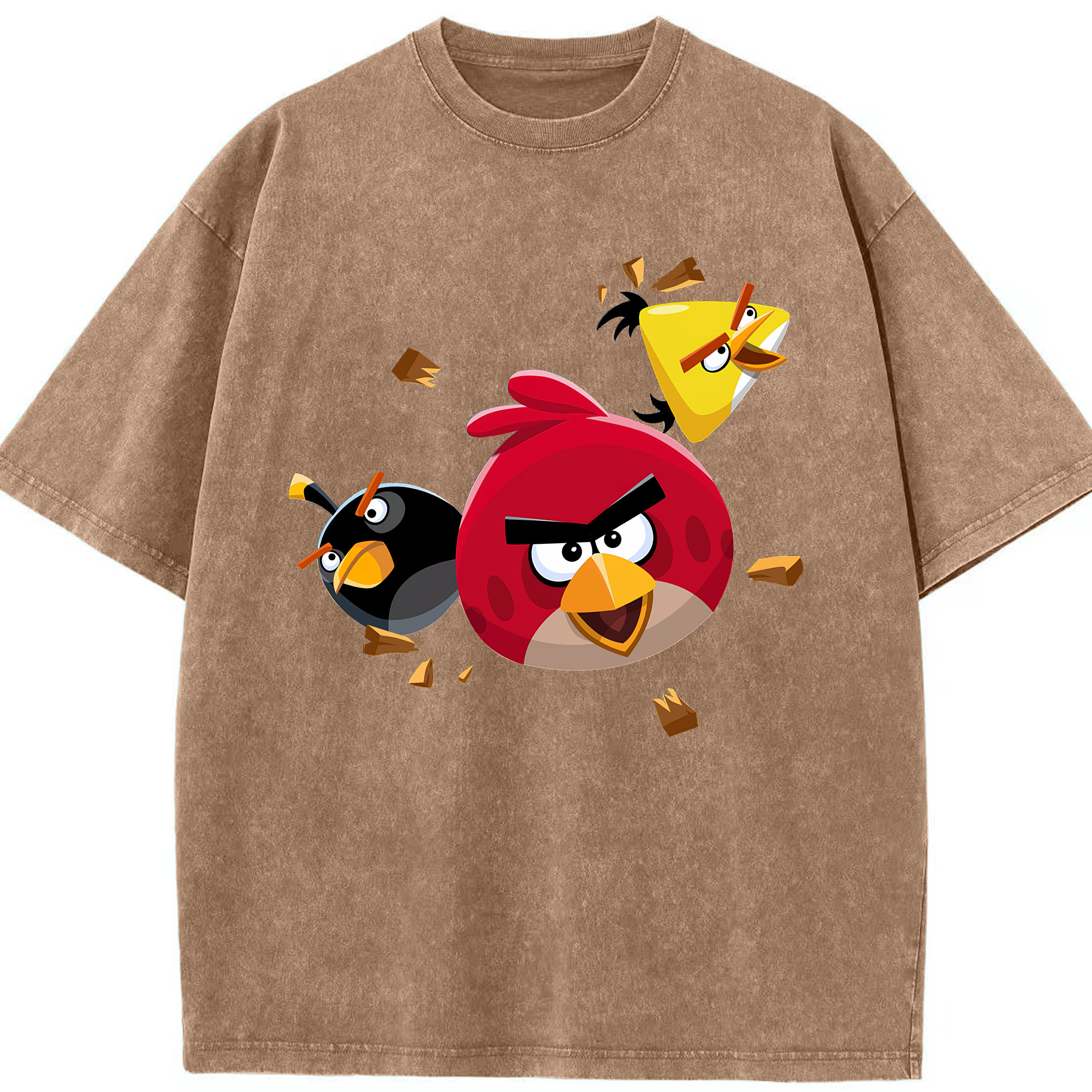 （画像用） Angry Birds アングリーバード 綿100% ヴィンテージ風 半袖Tシャツ（フロントプリント）
