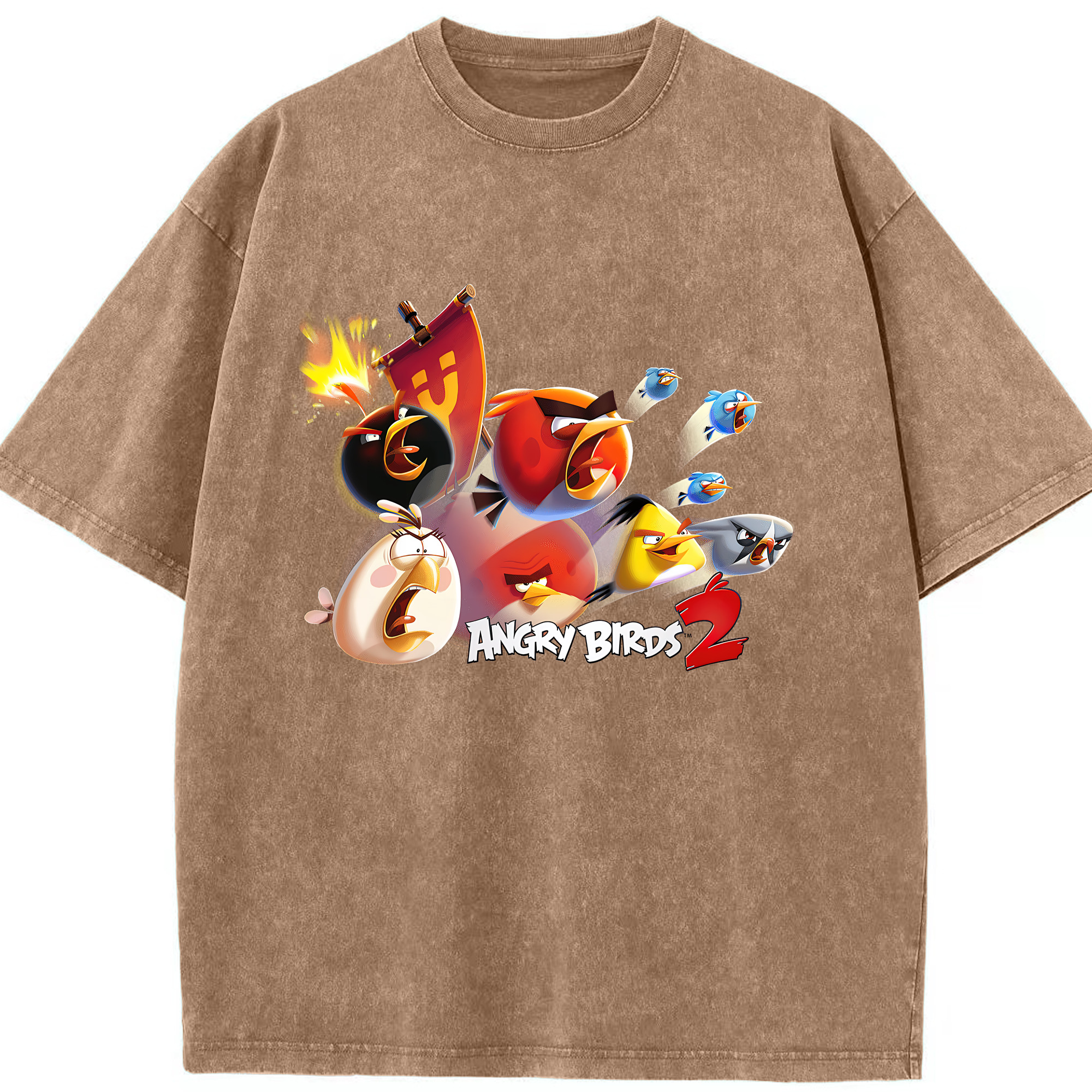 （画像用） Angry Birds アングリーバード 綿100% ヴィンテージ風 半袖Tシャツ（フロントプリント）