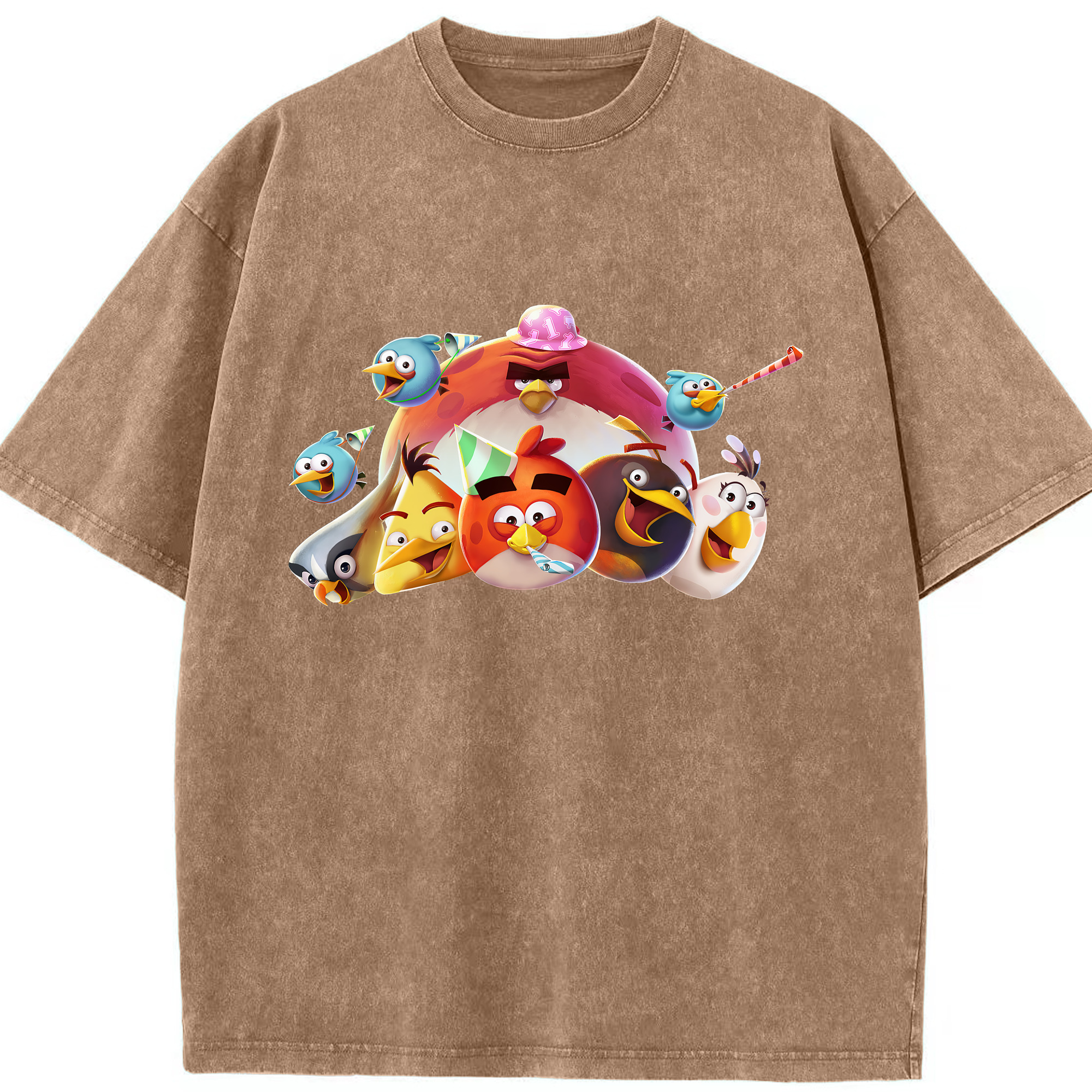 （画像用） Angry Birds アングリーバード 綿100% ヴィンテージ風 半袖Tシャツ（フロントプリント）
