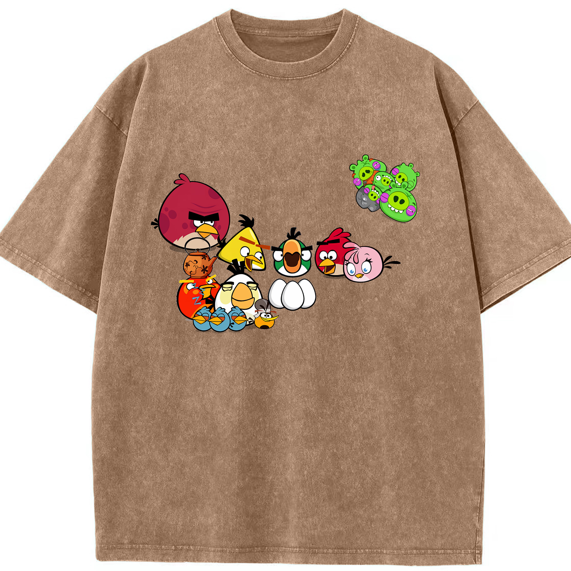 （画像用） Angry Birds アングリーバード 綿100% ヴィンテージ風 半袖Tシャツ（フロントプリント）