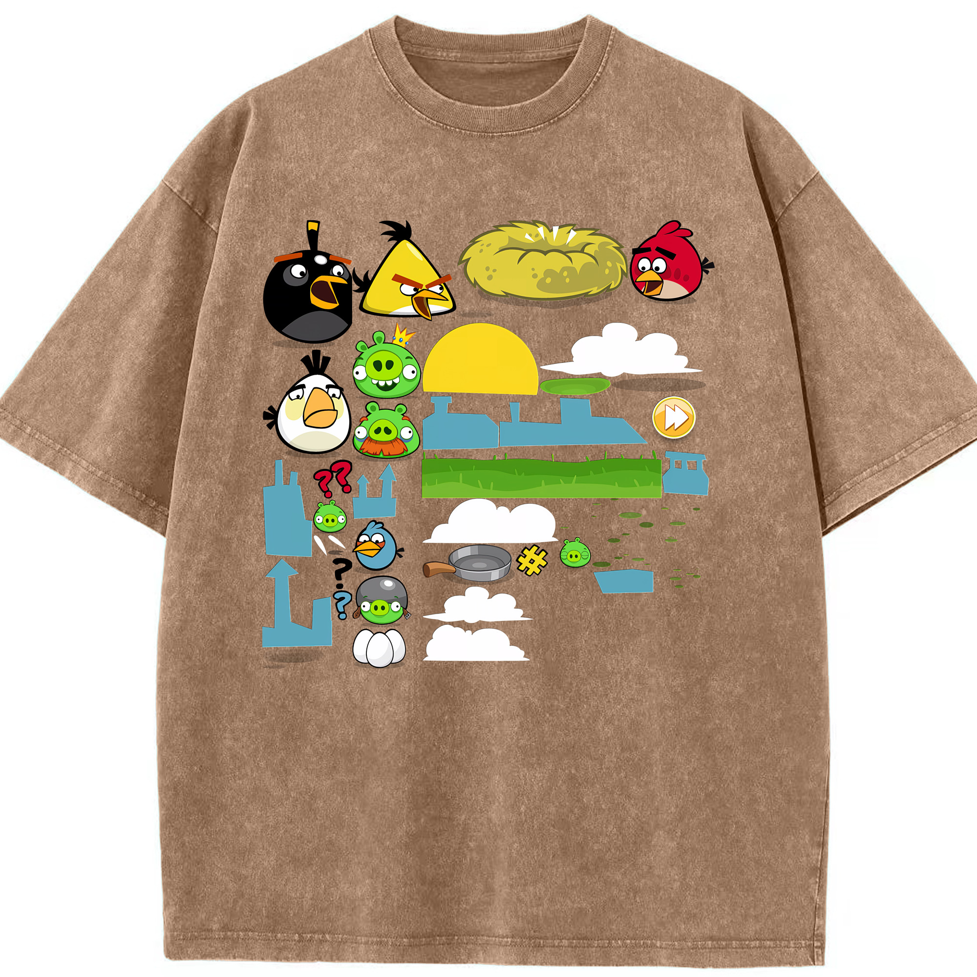（画像用） Angry Birds アングリーバード 綿100% ヴィンテージ風 半袖Tシャツ（フロントプリント）