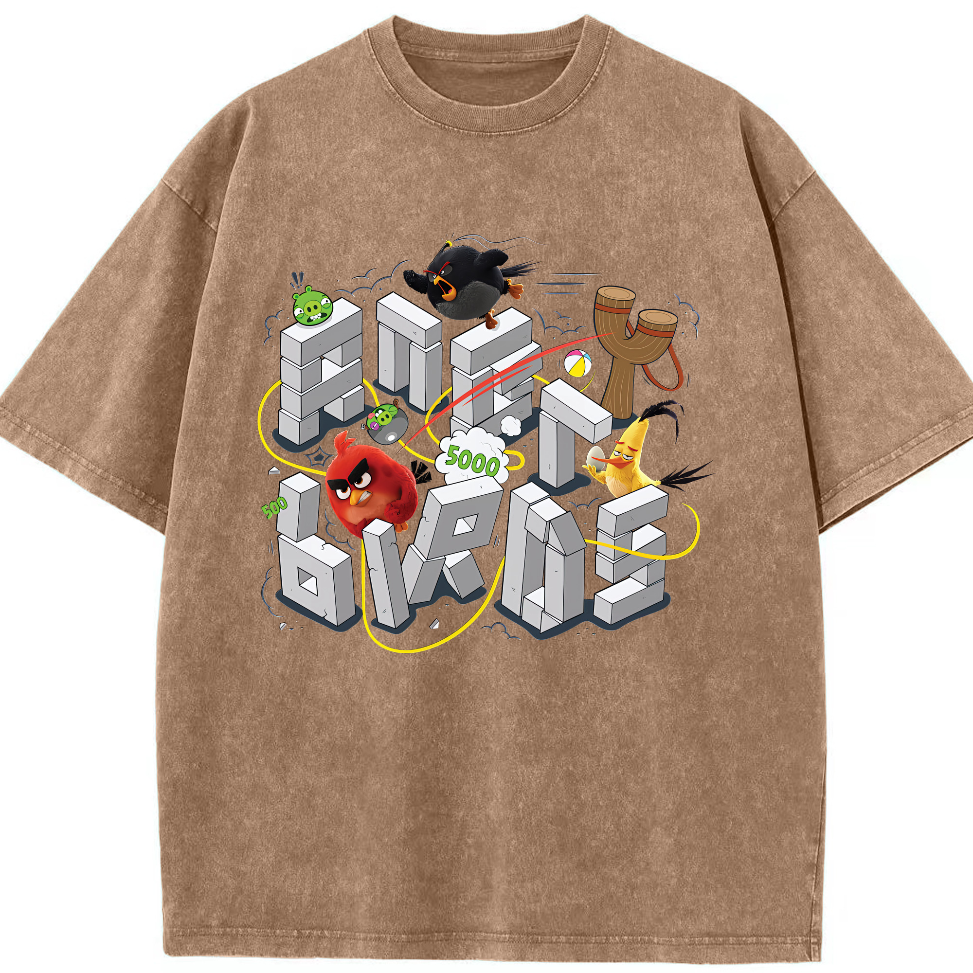 （画像用） Angry Birds アングリーバード 綿100% ヴィンテージ風 半袖Tシャツ（フロントプリント）
