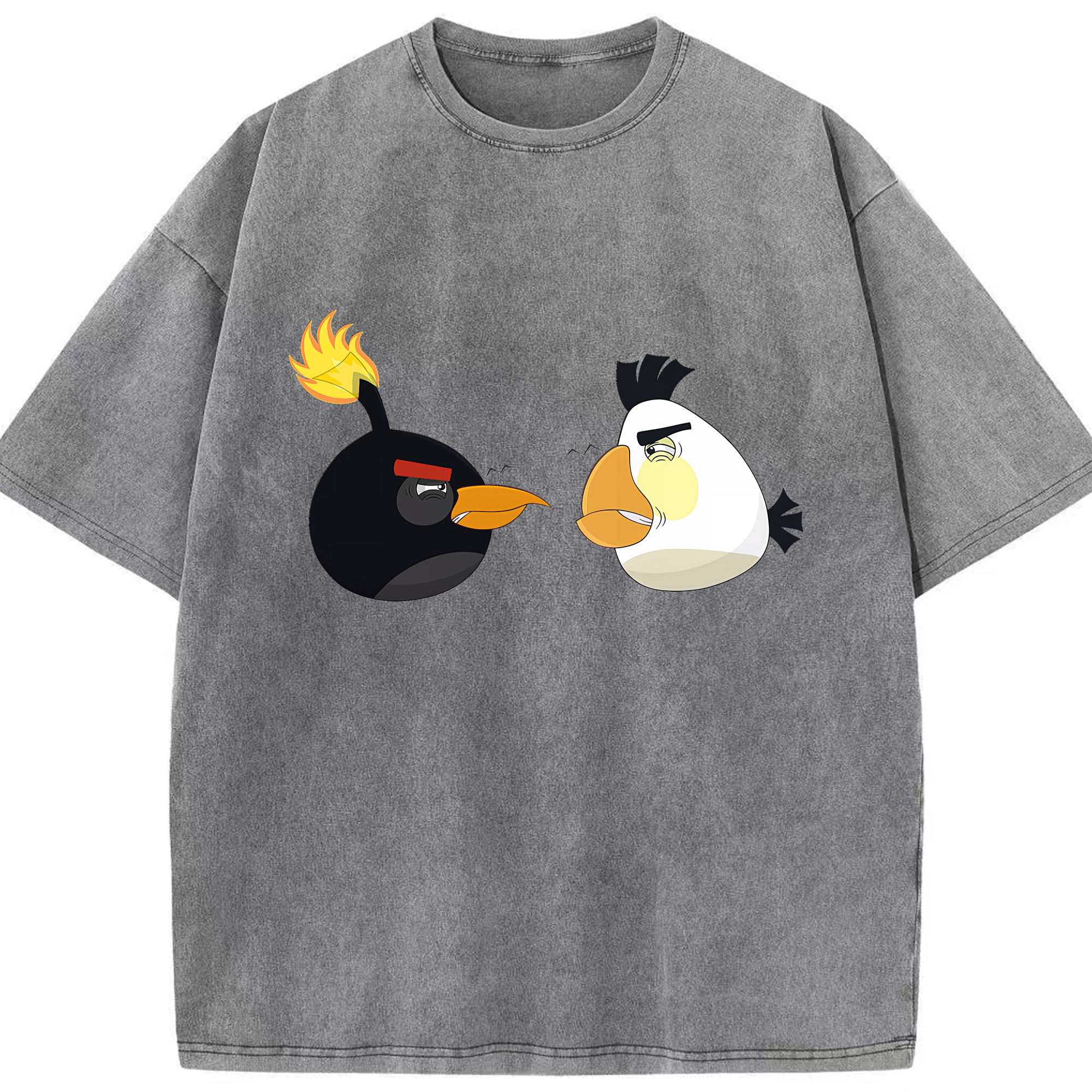 （画像用） Angry Birds アングリーバード 綿100% ヴィンテージ風 半袖Tシャツ（フロントプリント）