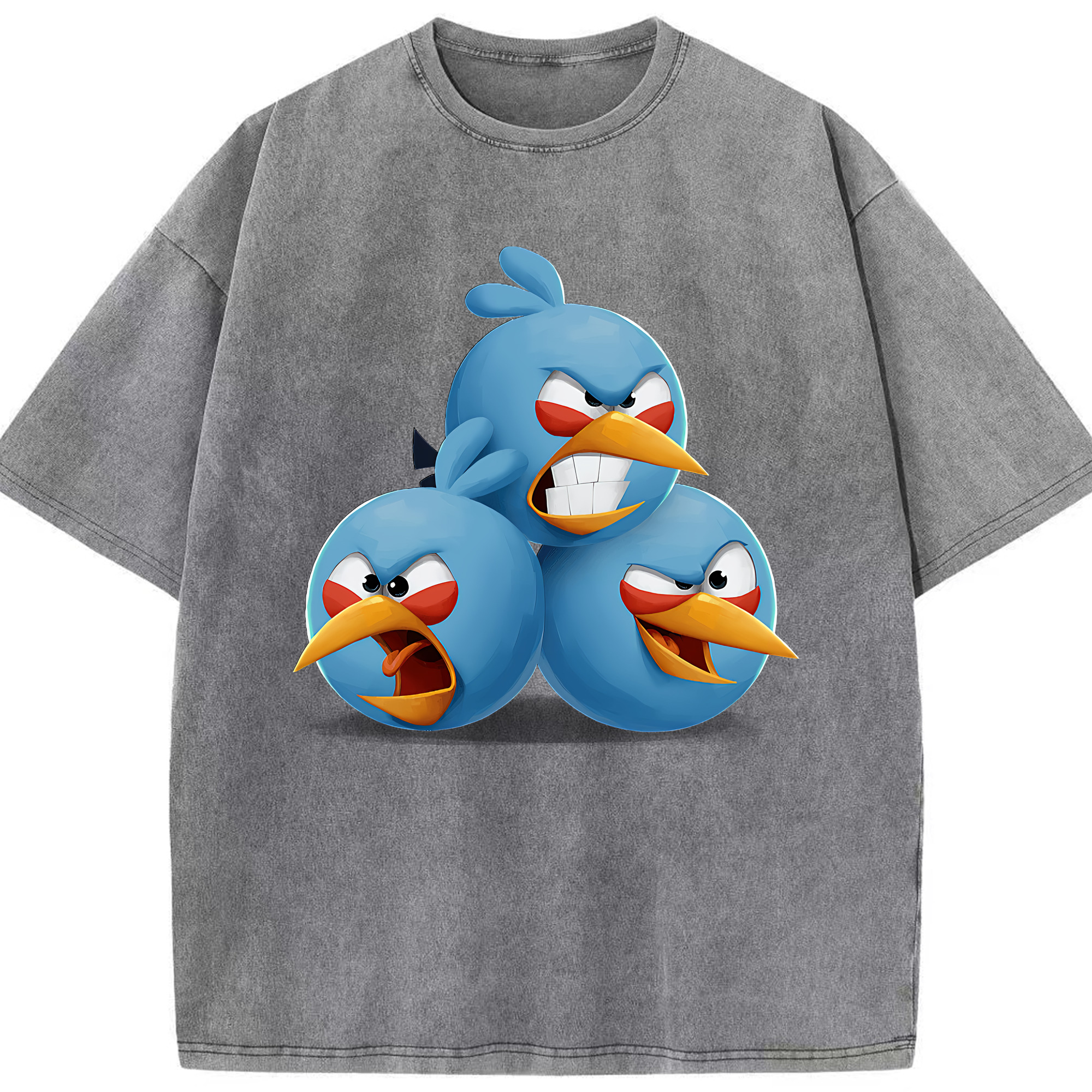 （画像用） Angry Birds アングリーバード 綿100% ヴィンテージ風 半袖Tシャツ（フロントプリント）
