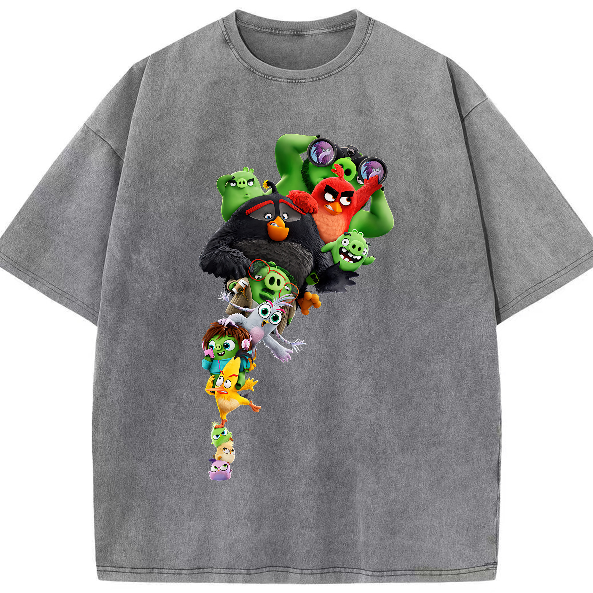 （画像用） Angry Birds アングリーバード 綿100% ヴィンテージ風 半袖Tシャツ（フロントプリント）