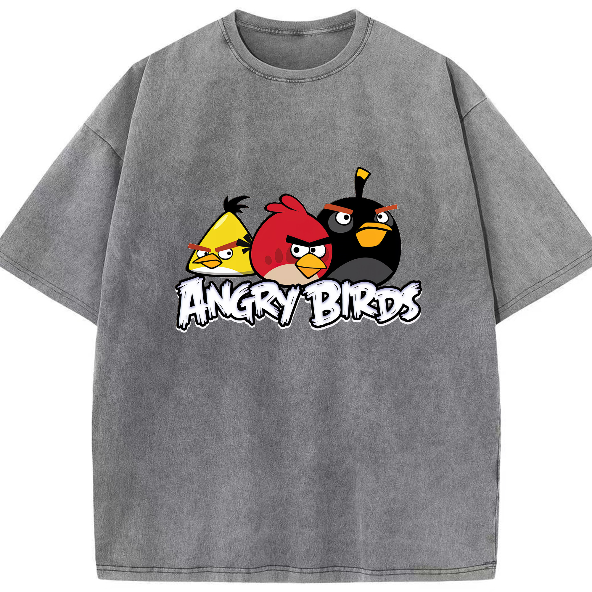 （画像用） Angry Birds アングリーバード 綿100% ヴィンテージ風 半袖Tシャツ（フロントプリント）