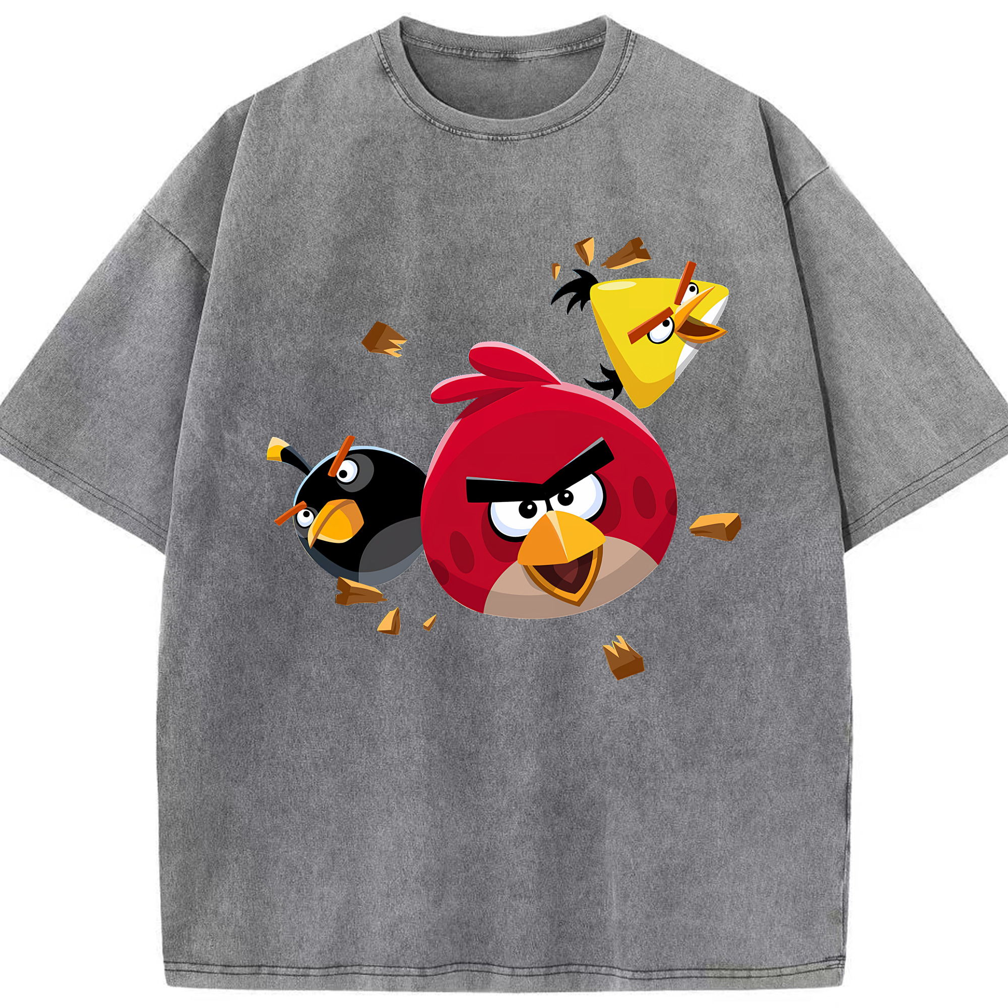 （画像用） Angry Birds アングリーバード 綿100% ヴィンテージ風 半袖Tシャツ（フロントプリント）