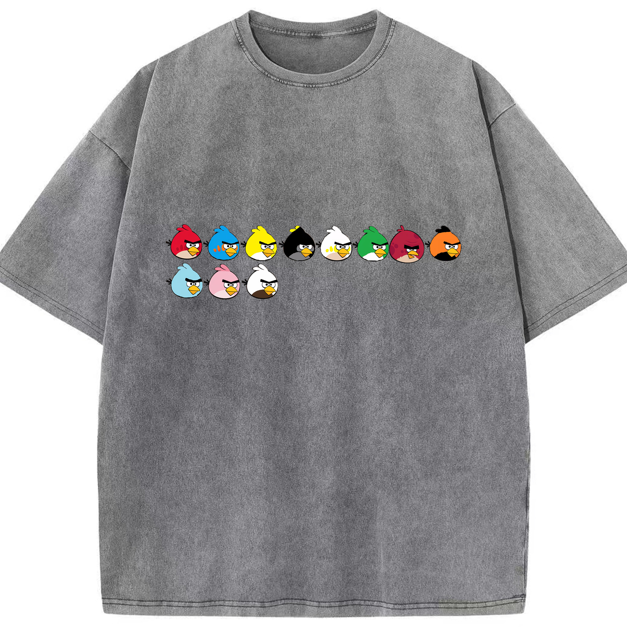 （画像用） Angry Birds アングリーバード 綿100% ヴィンテージ風 半袖Tシャツ（フロントプリント）