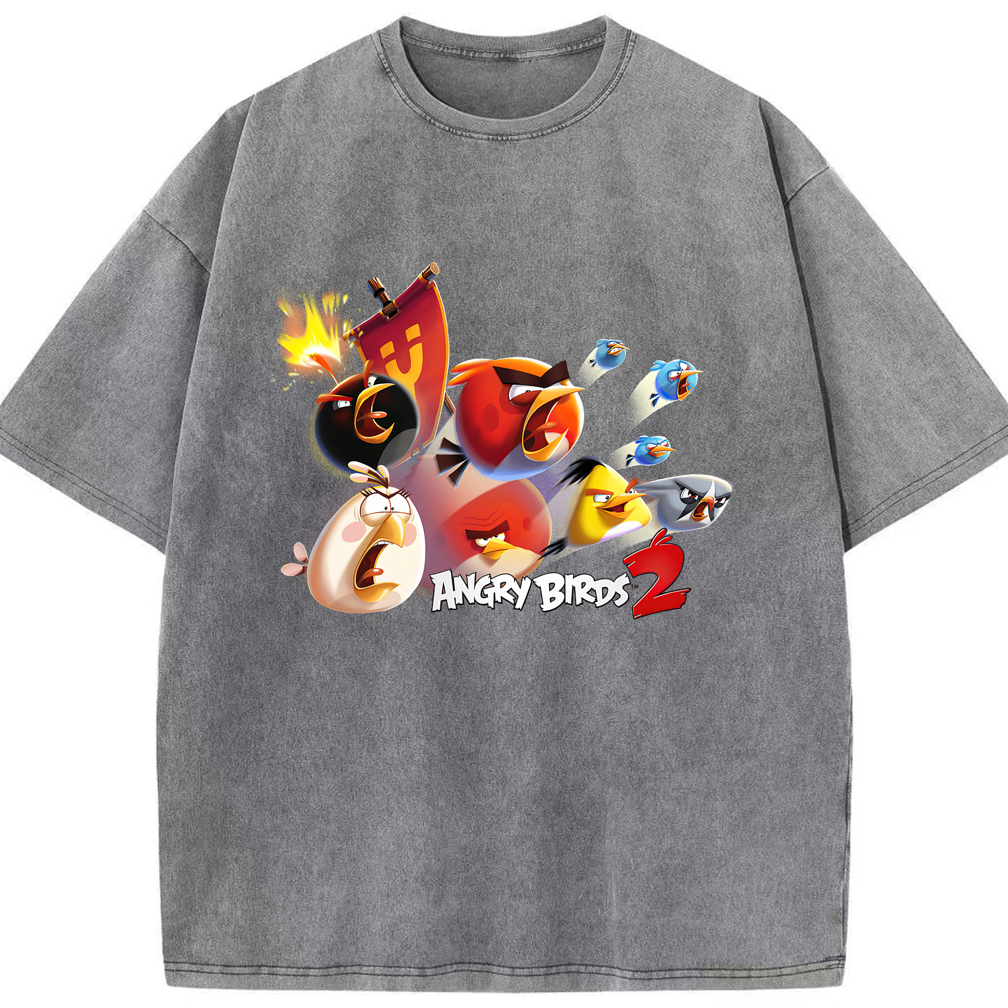 （画像用） Angry Birds アングリーバード 綿100% ヴィンテージ風 半袖Tシャツ（フロントプリント）