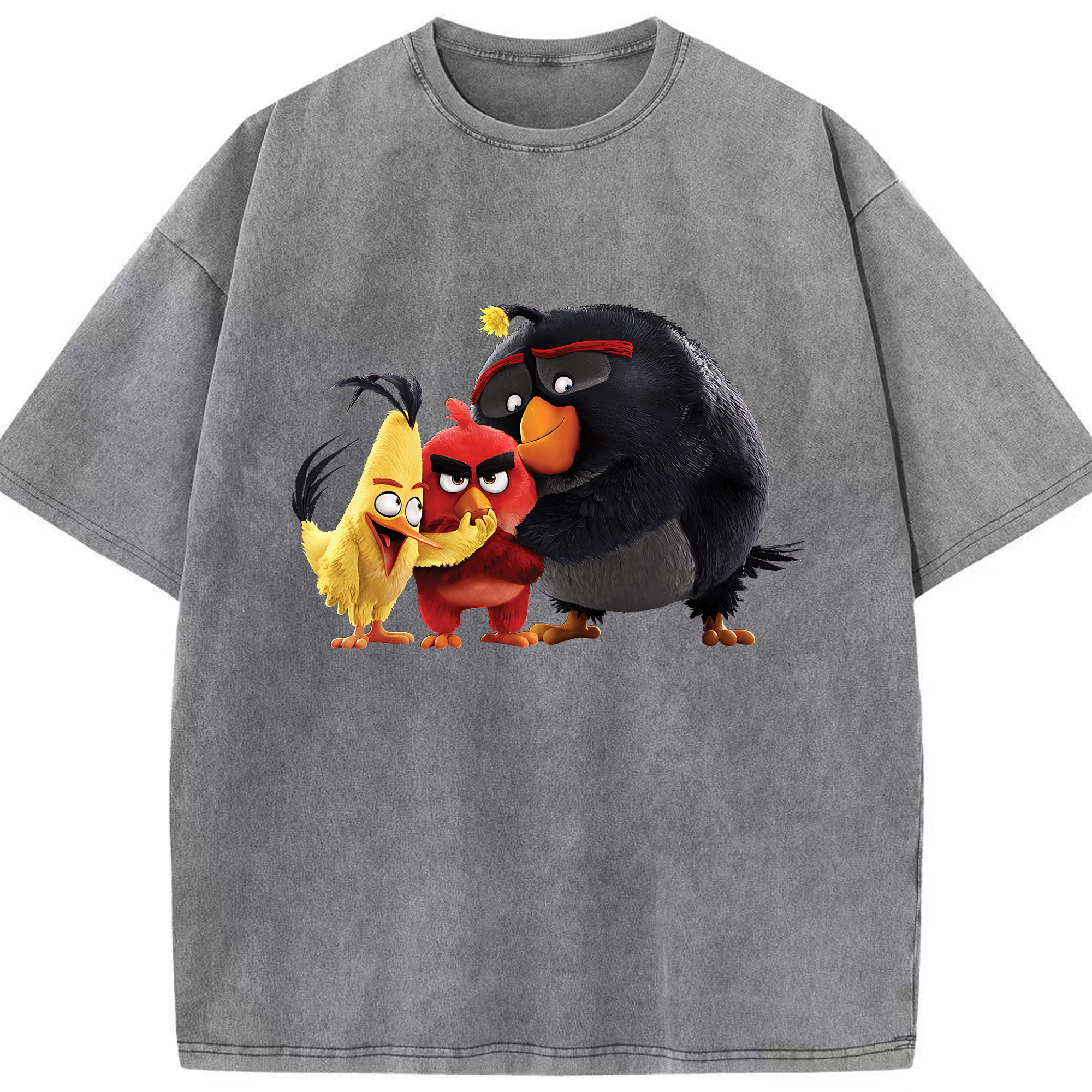 （画像用） Angry Birds アングリーバード 綿100% ヴィンテージ風 半袖Tシャツ（フロントプリント）