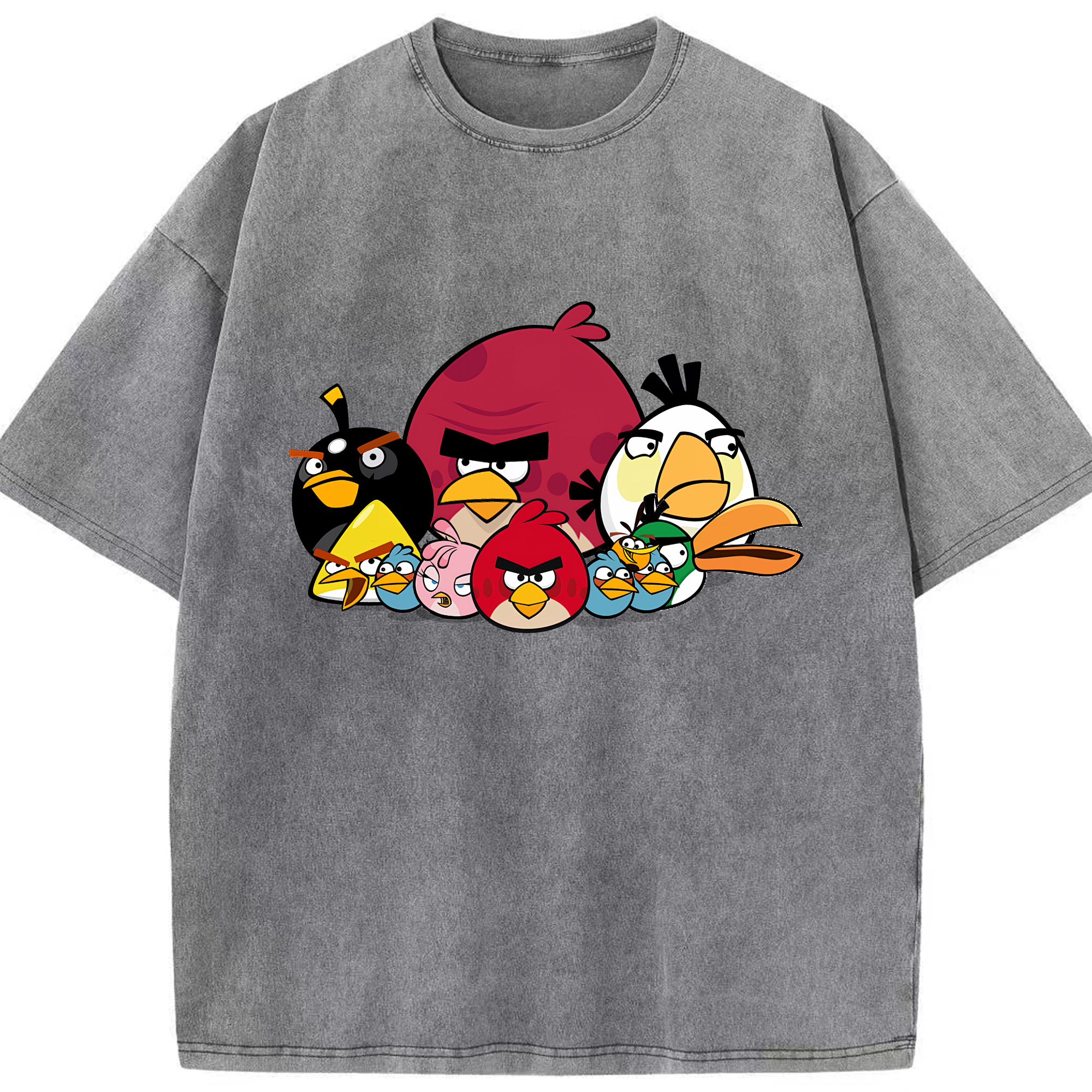 （画像用） Angry Birds アングリーバード 綿100% ヴィンテージ風 半袖Tシャツ（フロントプリント）
