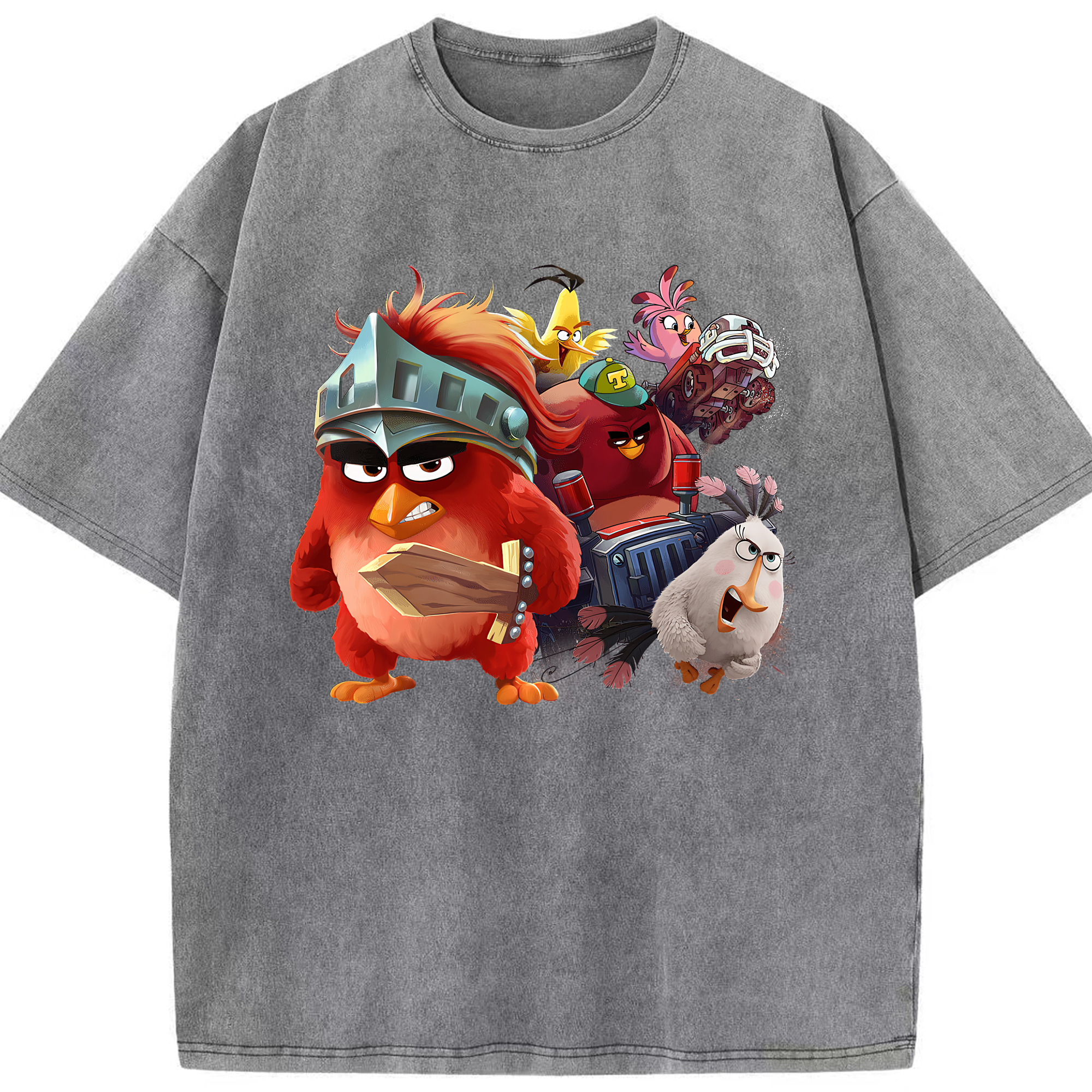 （画像用） Angry Birds アングリーバード 綿100% ヴィンテージ風 半袖Tシャツ（フロントプリント）