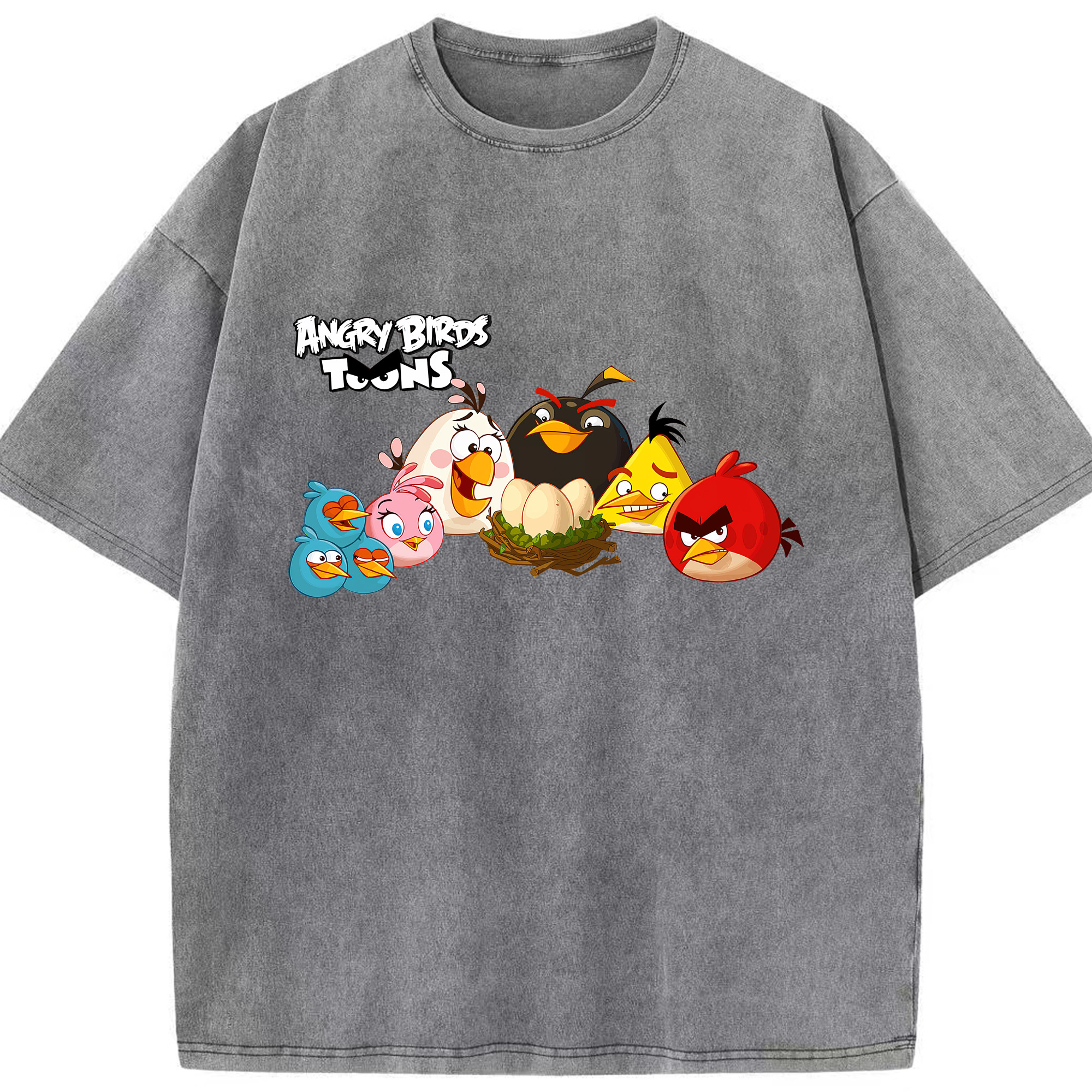 （画像用） Angry Birds アングリーバード 綿100% ヴィンテージ風 半袖Tシャツ（フロントプリント）