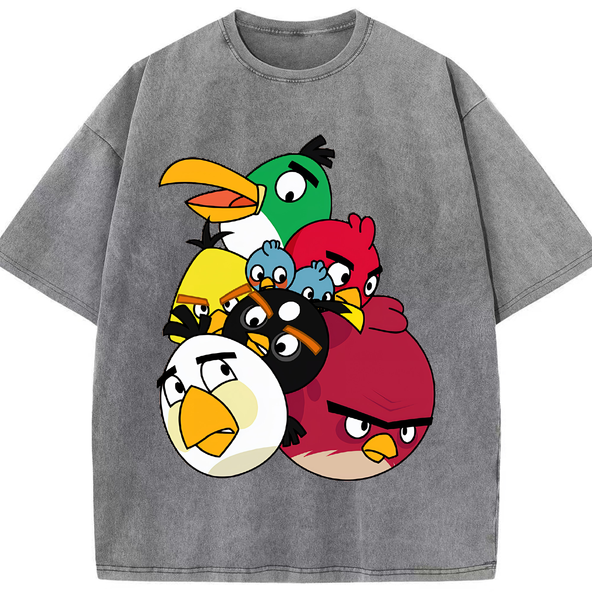 （画像用） Angry Birds アングリーバード 綿100% ヴィンテージ風 半袖Tシャツ（フロントプリント）