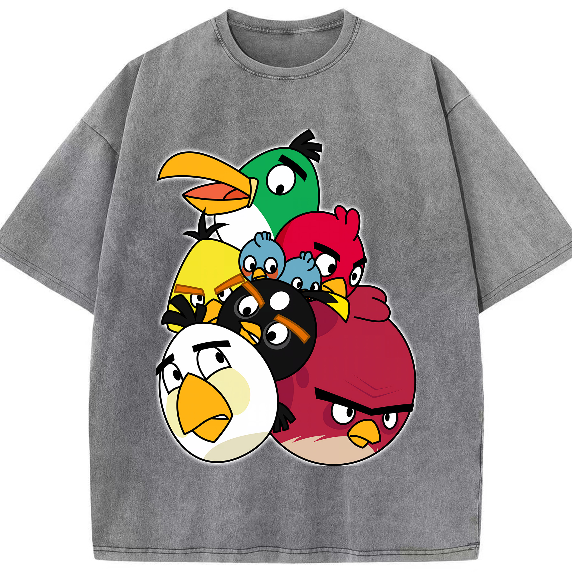 （画像用） Angry Birds アングリーバード 綿100% ヴィンテージ風 半袖Tシャツ（フロントプリント）