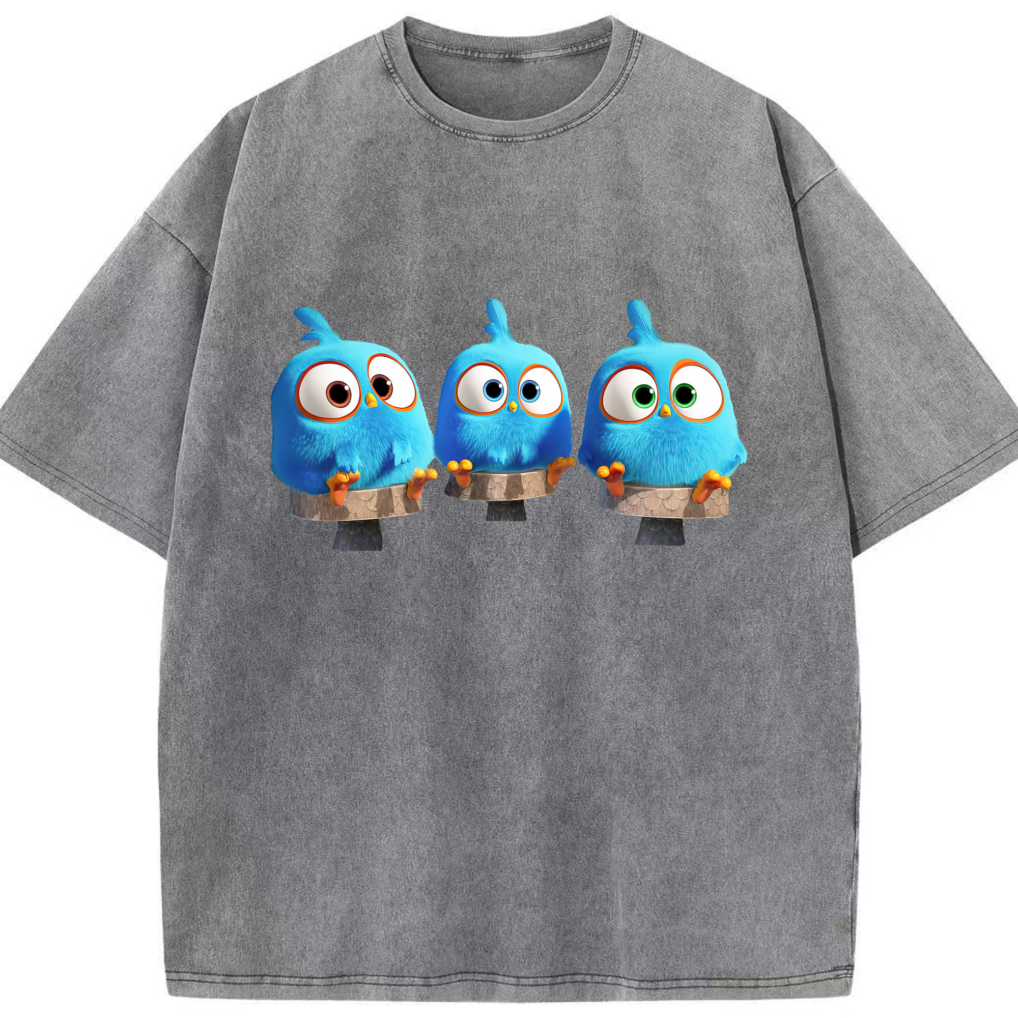 （画像用） Angry Birds アングリーバード 綿100% ヴィンテージ風 半袖Tシャツ（フロントプリント）