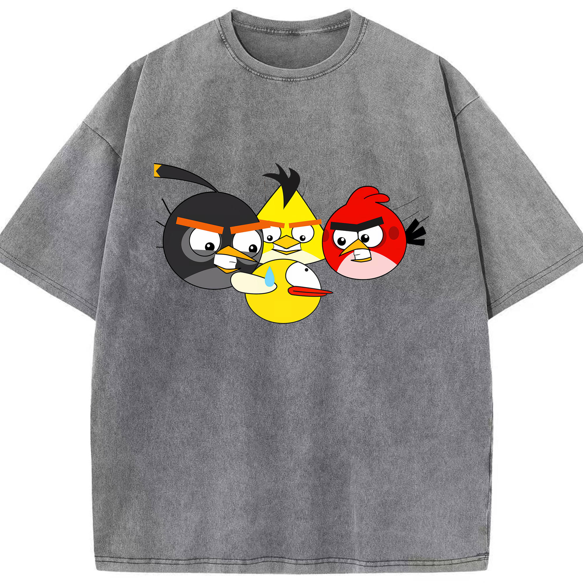 （画像用） Angry Birds アングリーバード 綿100% ヴィンテージ風 半袖Tシャツ（フロントプリント）