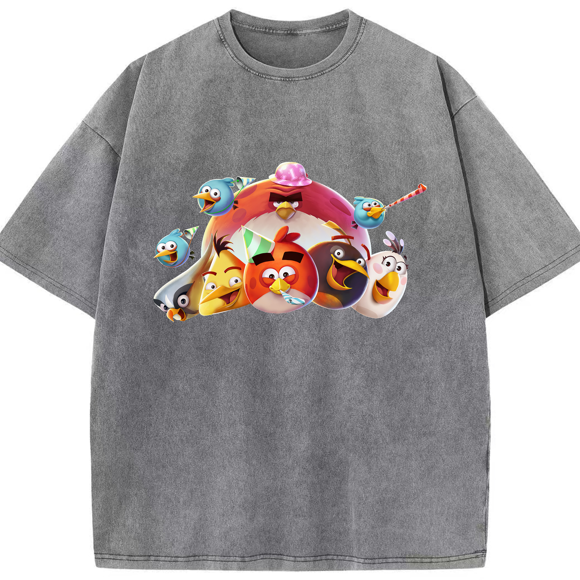（画像用） Angry Birds アングリーバード 綿100% ヴィンテージ風 半袖Tシャツ（フロントプリント）