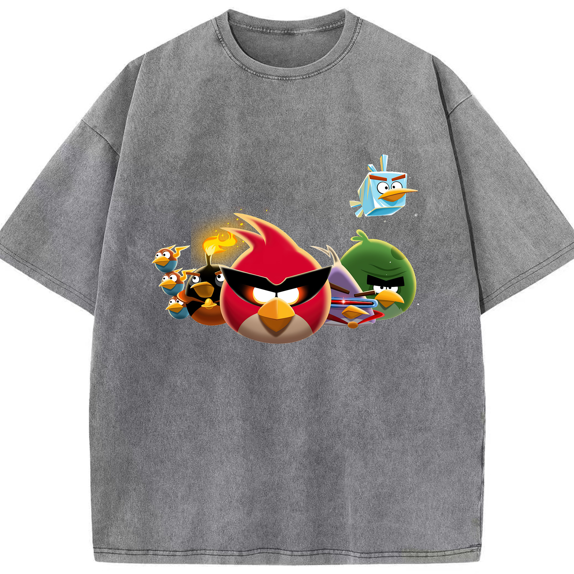 （画像用） Angry Birds アングリーバード 綿100% ヴィンテージ風 半袖Tシャツ（フロントプリント）
