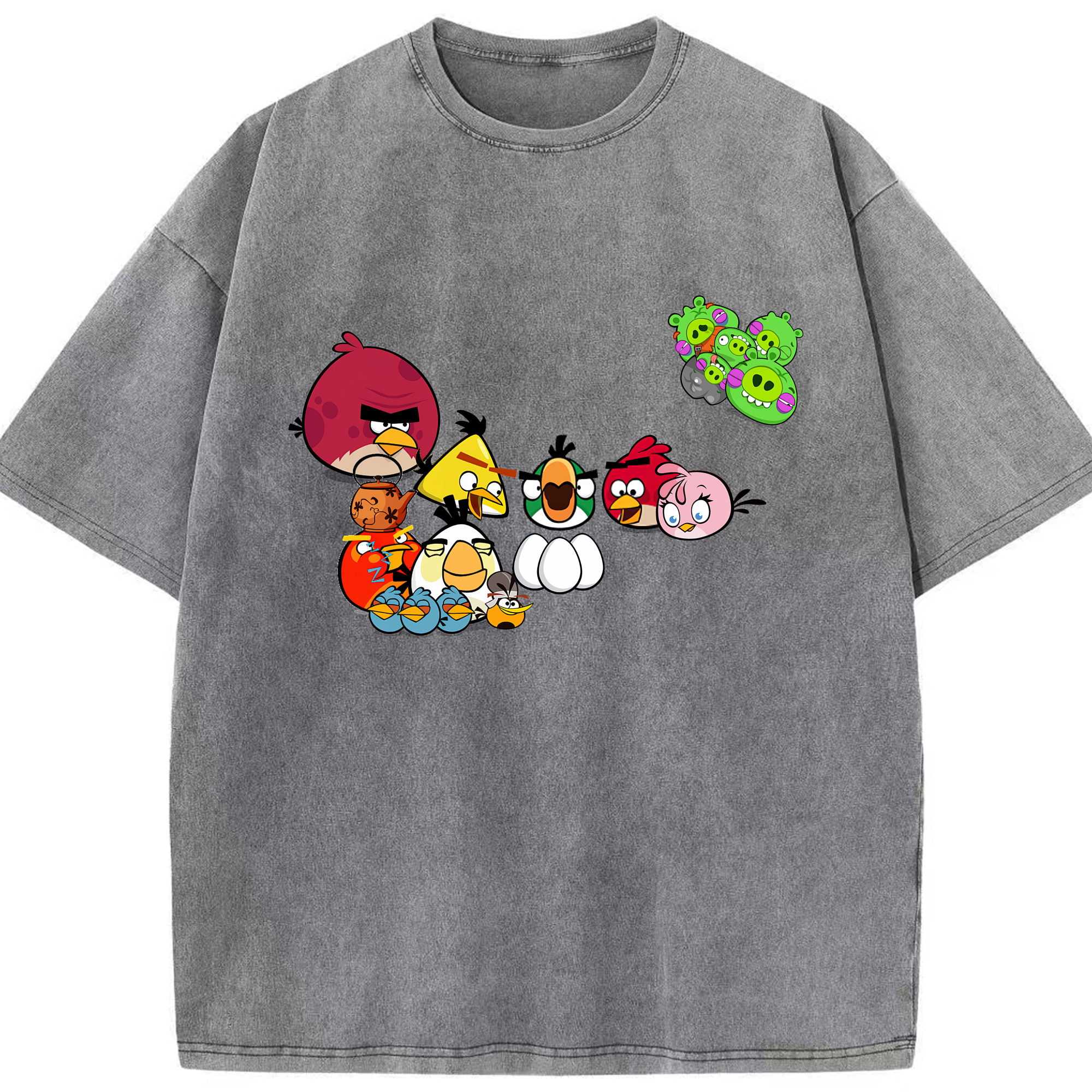 （画像用） Angry Birds アングリーバード 綿100% ヴィンテージ風 半袖Tシャツ（フロントプリント）