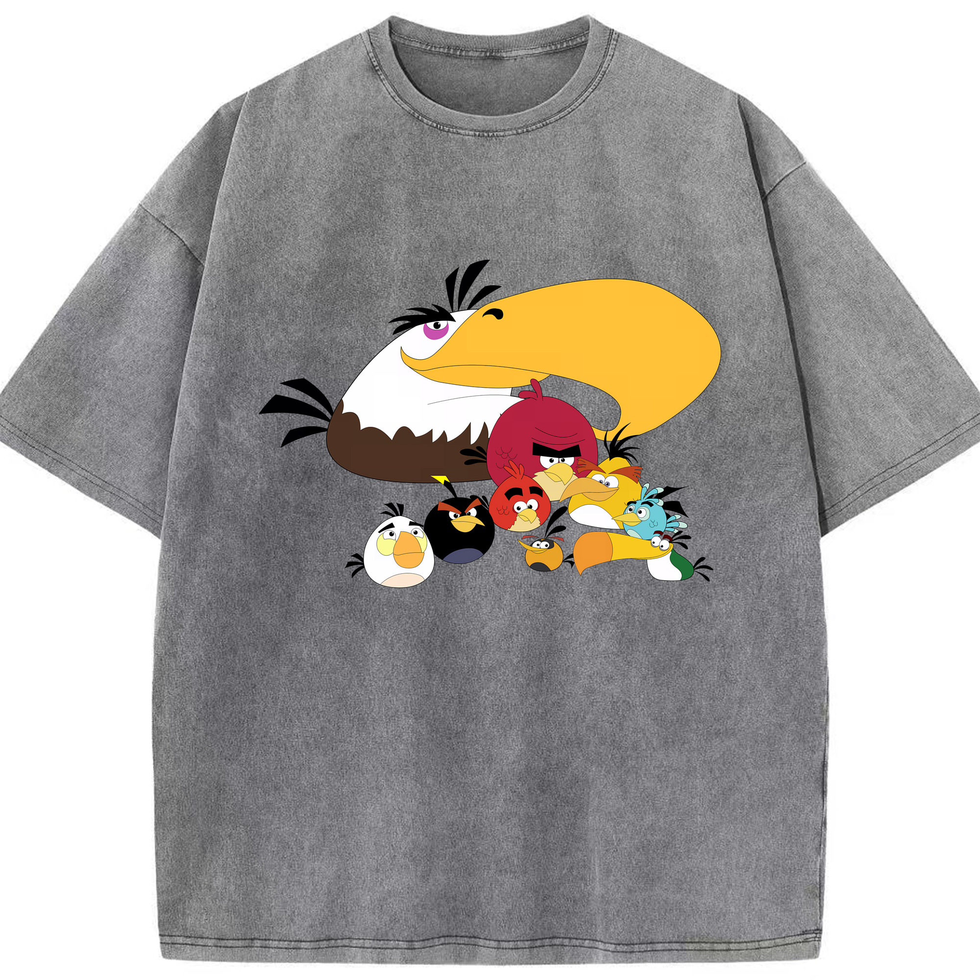 （画像用） Angry Birds アングリーバード 綿100% ヴィンテージ風 半袖Tシャツ（フロントプリント）