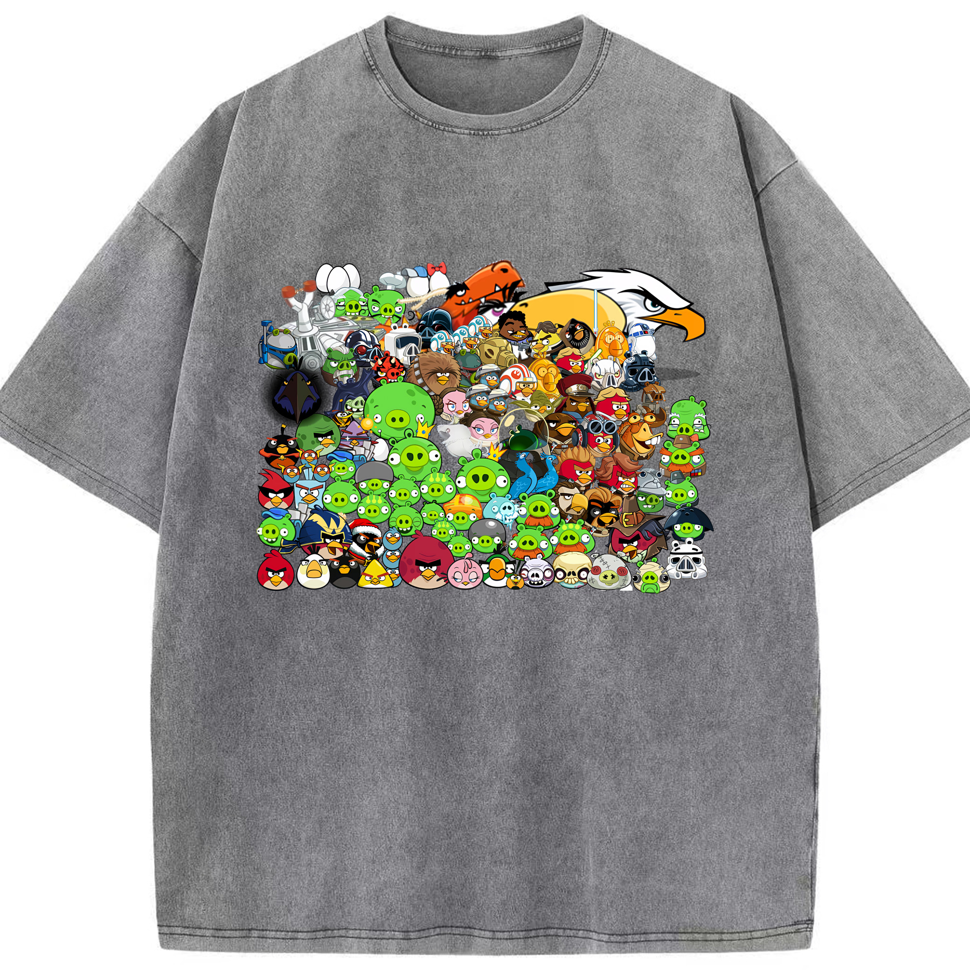 （画像用） Angry Birds アングリーバード 綿100% ヴィンテージ風 半袖Tシャツ（フロントプリント）