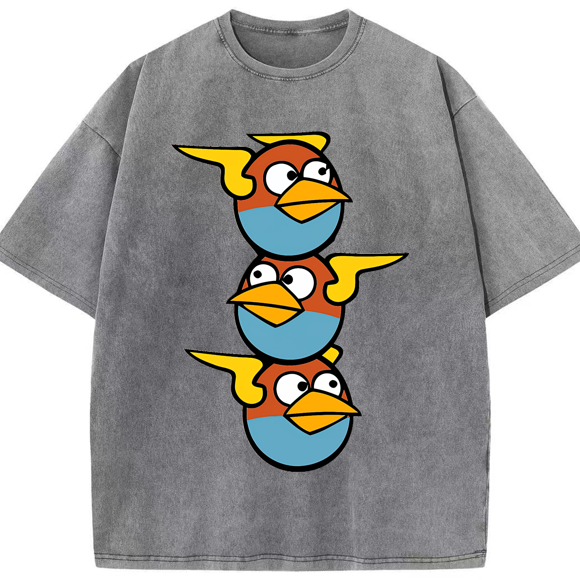 （画像用） Angry Birds アングリーバード 綿100% ヴィンテージ風 半袖Tシャツ（フロントプリント）