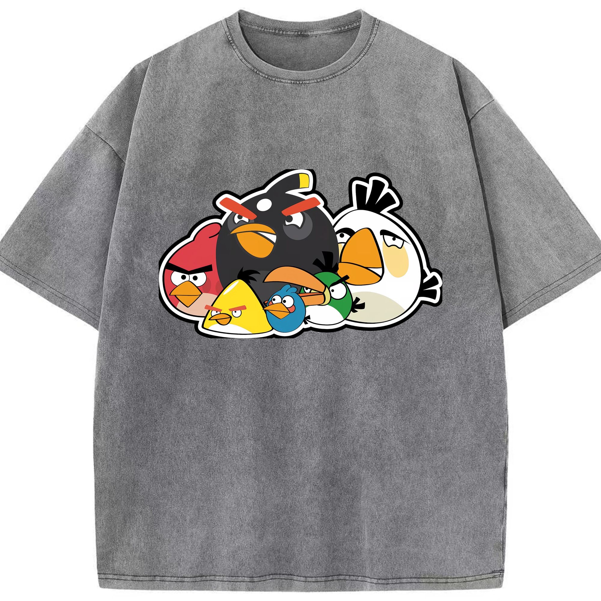 （画像用） Angry Birds アングリーバード 綿100% ヴィンテージ風 半袖Tシャツ（フロントプリント）