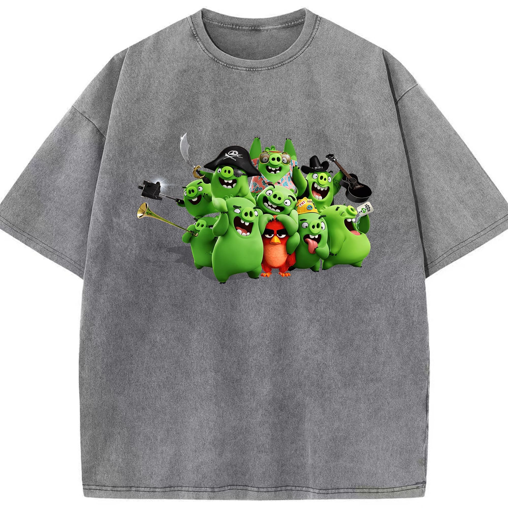 （画像用） Angry Birds アングリーバード 綿100% ヴィンテージ風 半袖Tシャツ（フロントプリント）
