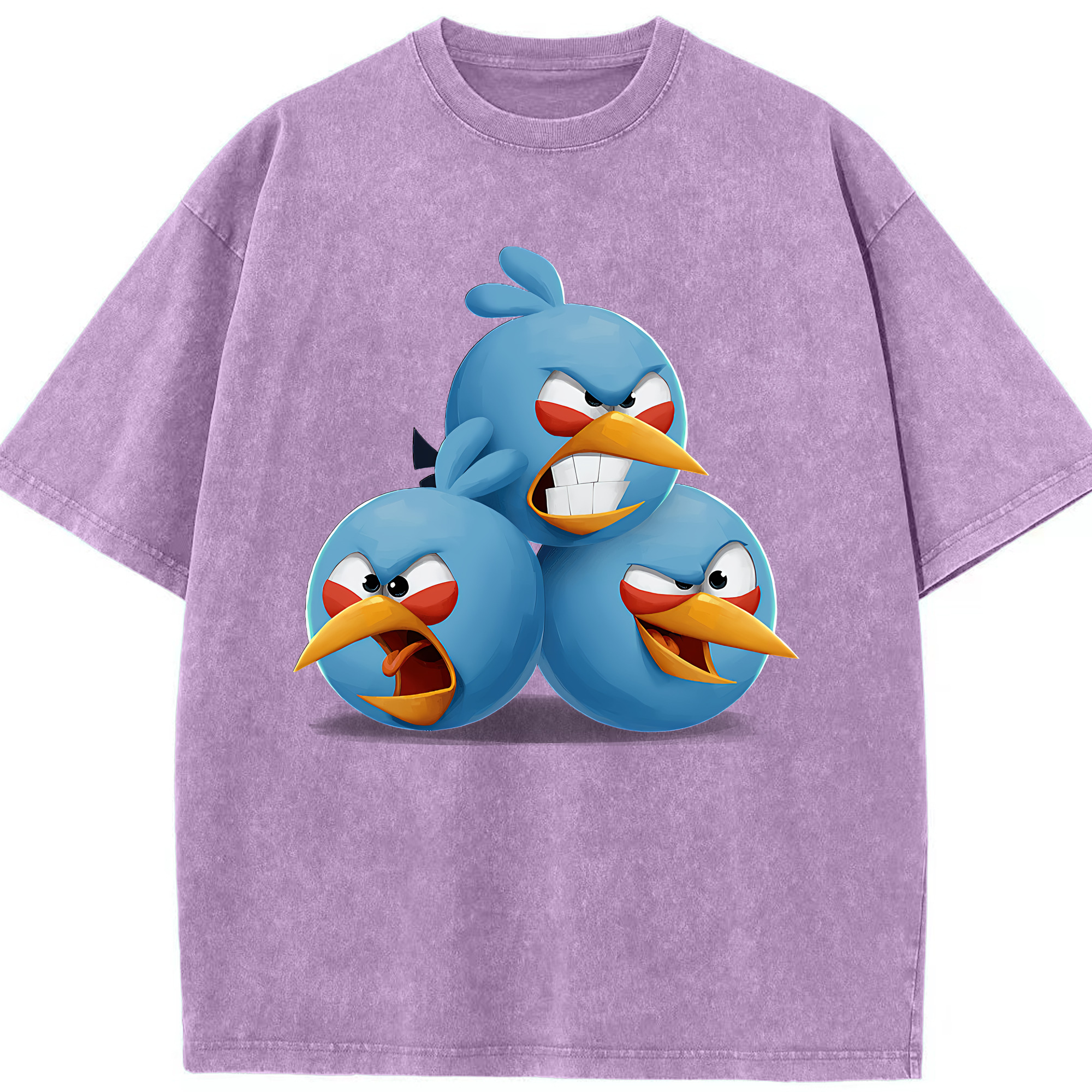 （画像用） Angry Birds アングリーバード 綿100% ヴィンテージ風 半袖Tシャツ（フロントプリント）