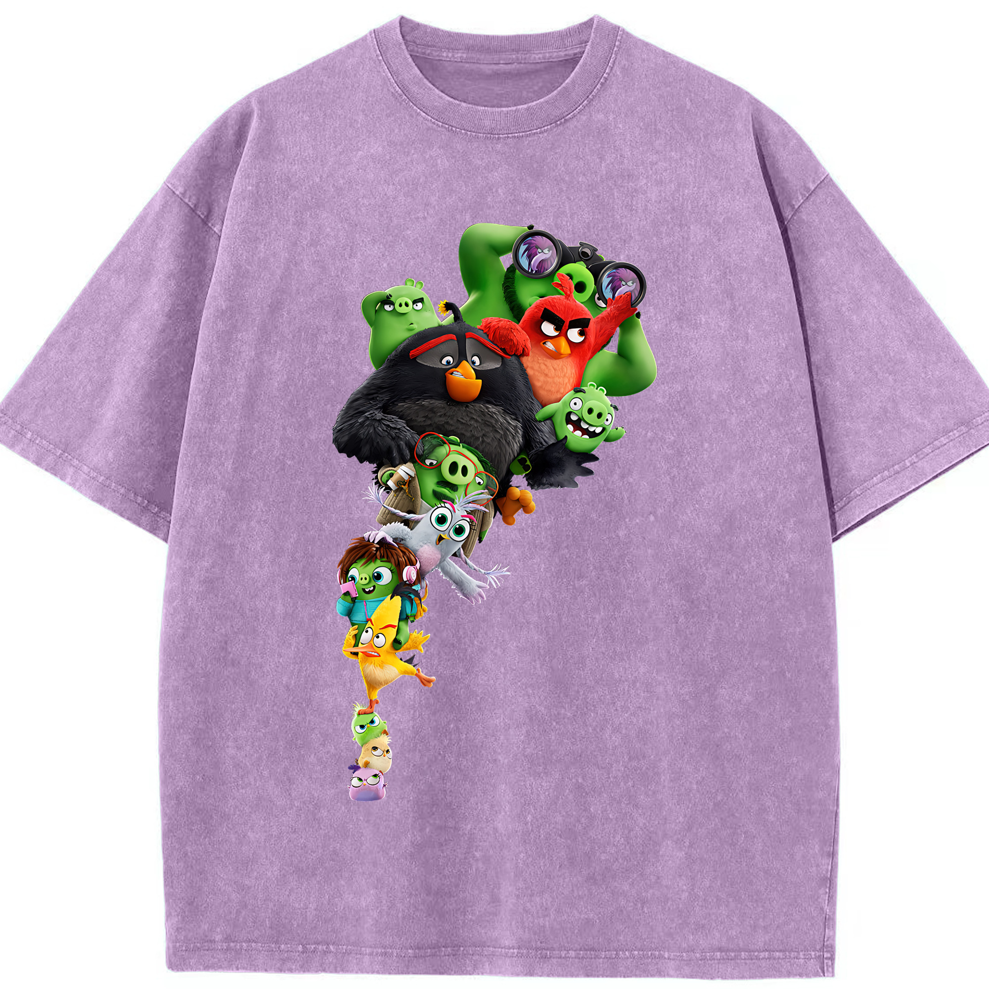（画像用） Angry Birds アングリーバード 綿100% ヴィンテージ風 半袖Tシャツ（フロントプリント）