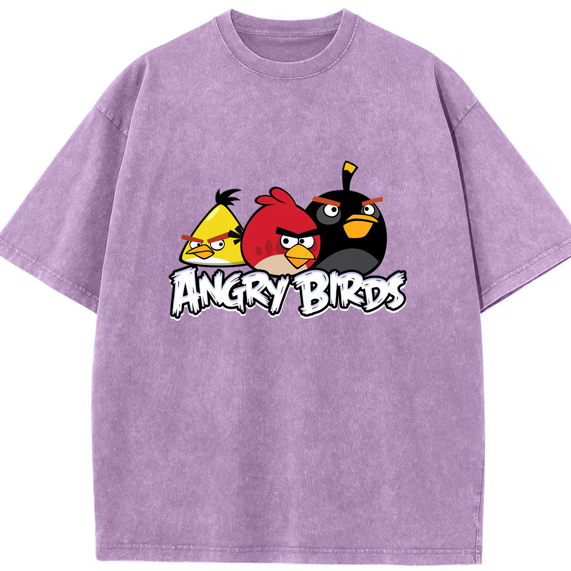 （画像用） Angry Birds アングリーバード 綿100% ヴィンテージ風 半袖Tシャツ（フロントプリント）