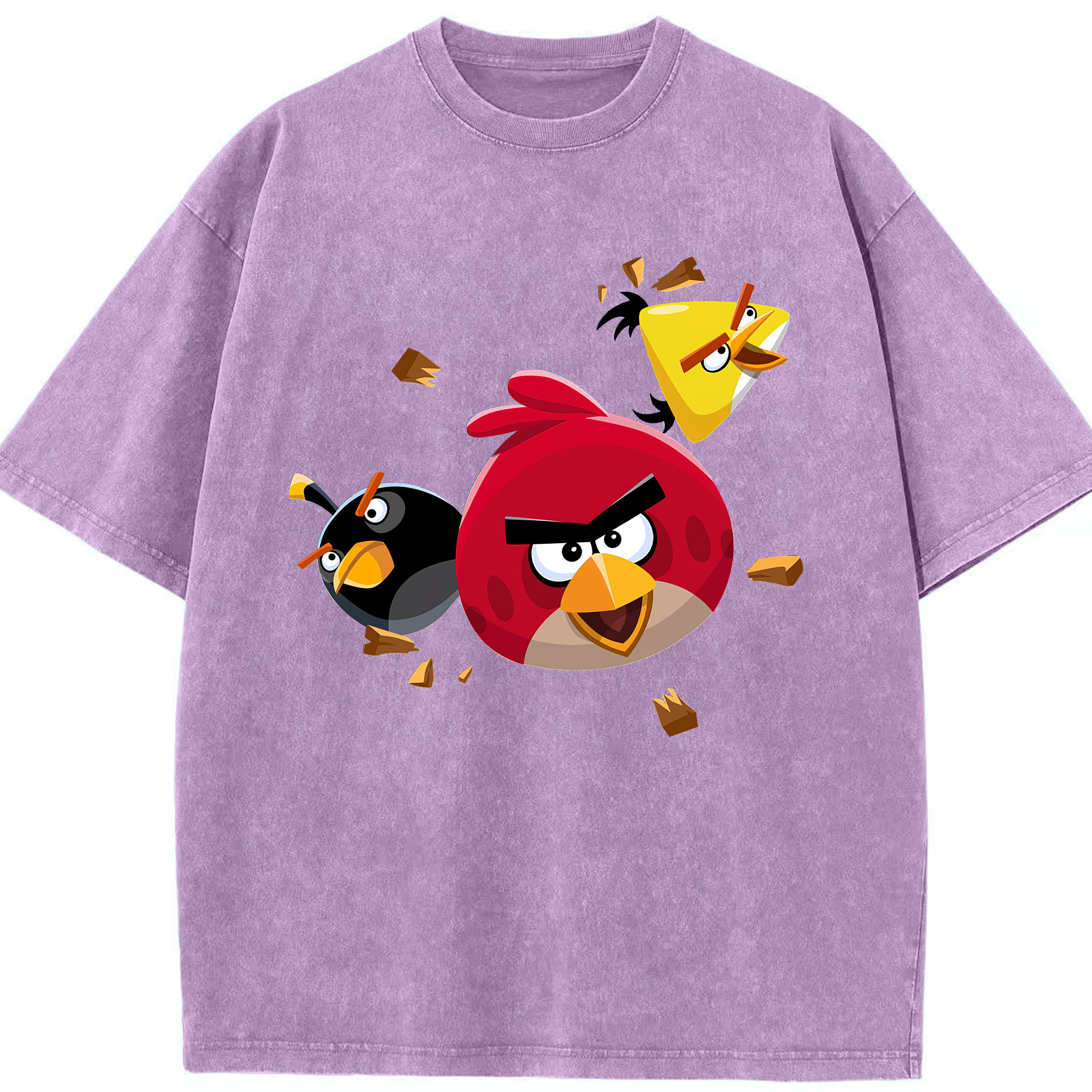 （画像用） Angry Birds アングリーバード 綿100% ヴィンテージ風 半袖Tシャツ（フロントプリント）