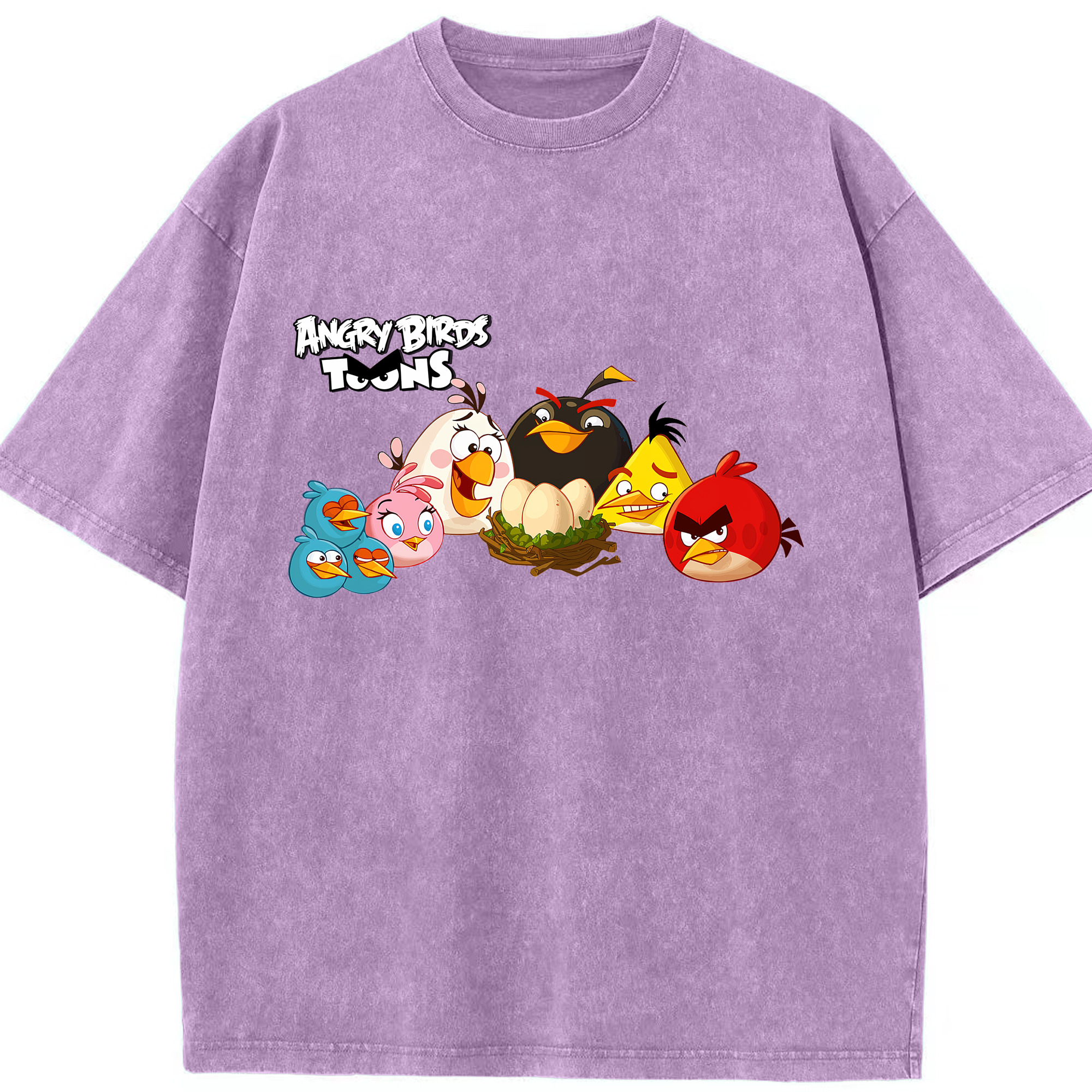 （画像用） Angry Birds アングリーバード 綿100% ヴィンテージ風 半袖Tシャツ（フロントプリント）