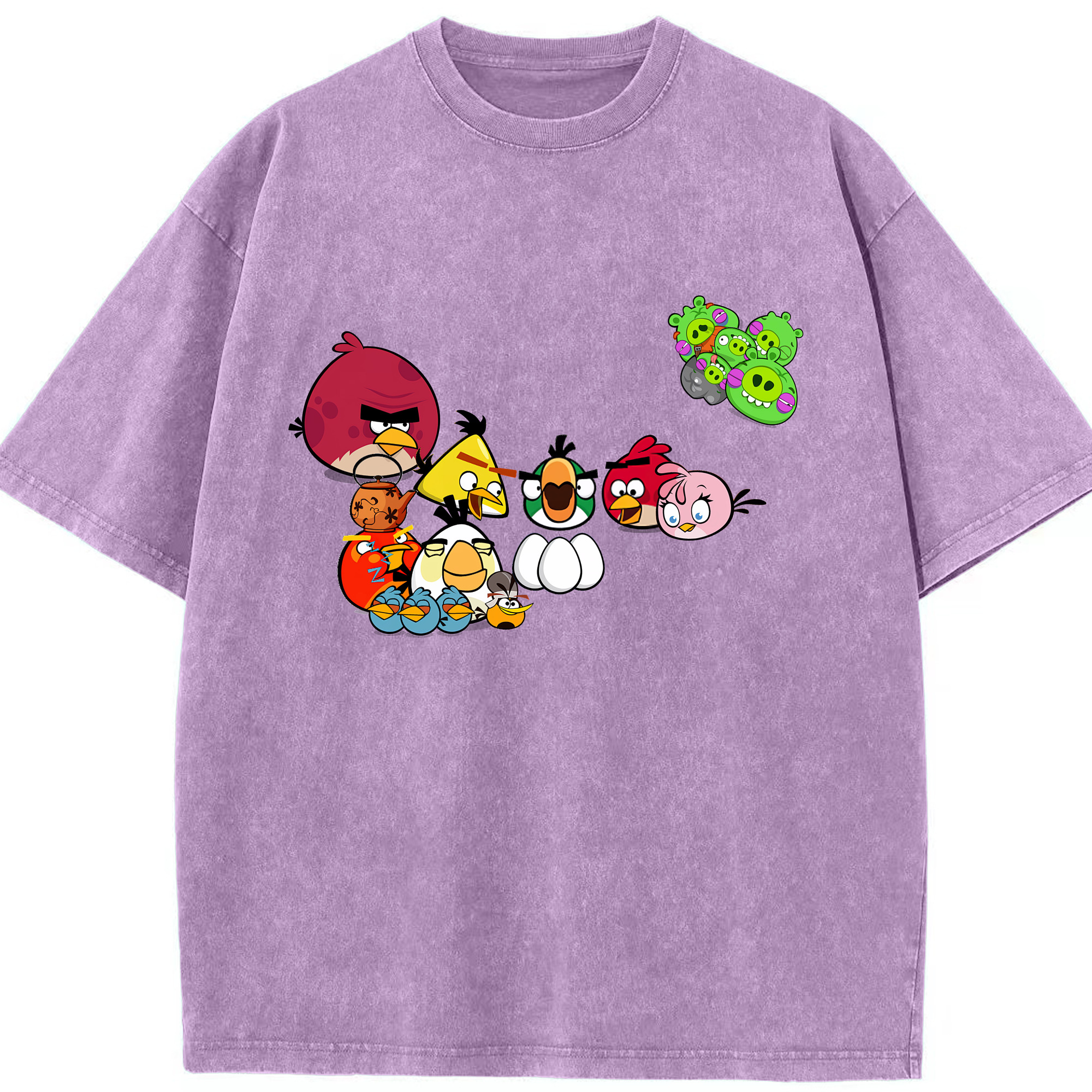 （画像用） Angry Birds アングリーバード 綿100% ヴィンテージ風 半袖Tシャツ（フロントプリント）