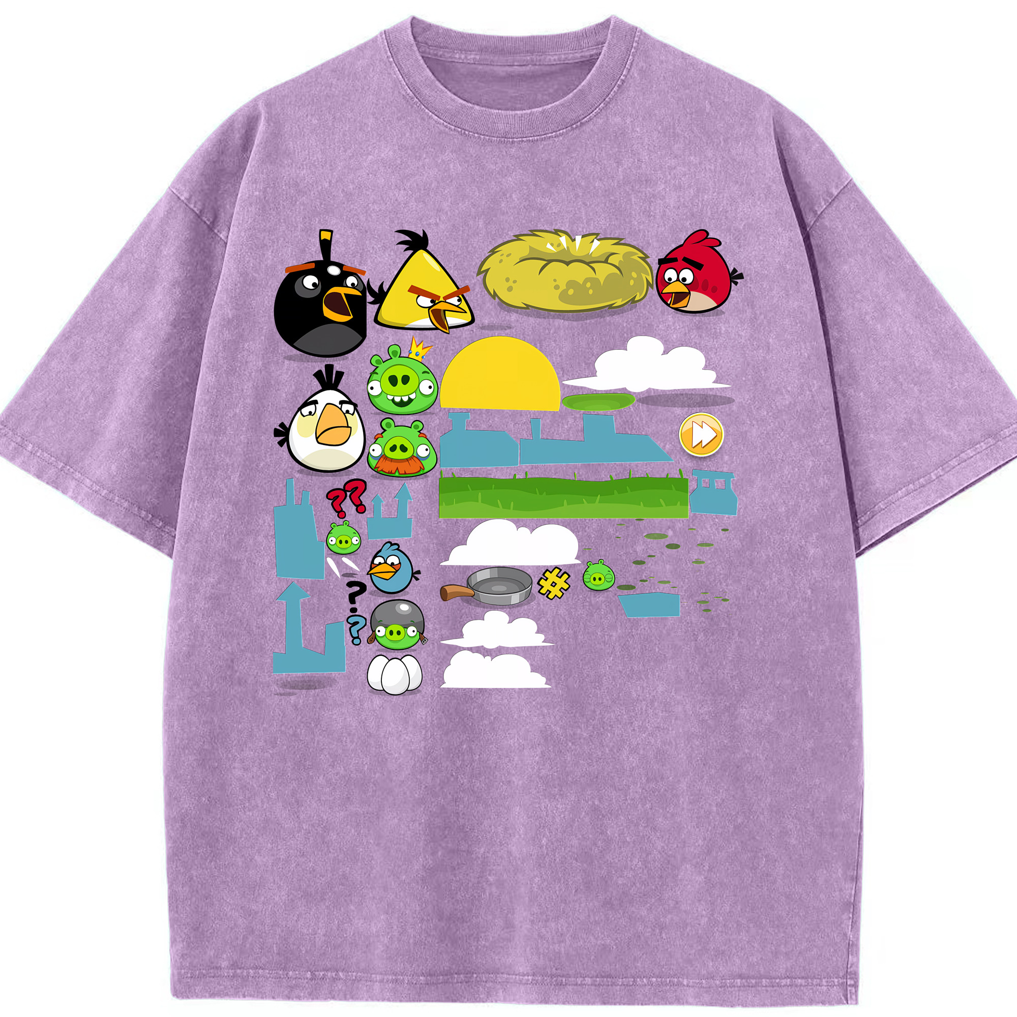 （画像用） Angry Birds アングリーバード 綿100% ヴィンテージ風 半袖Tシャツ（フロントプリント）