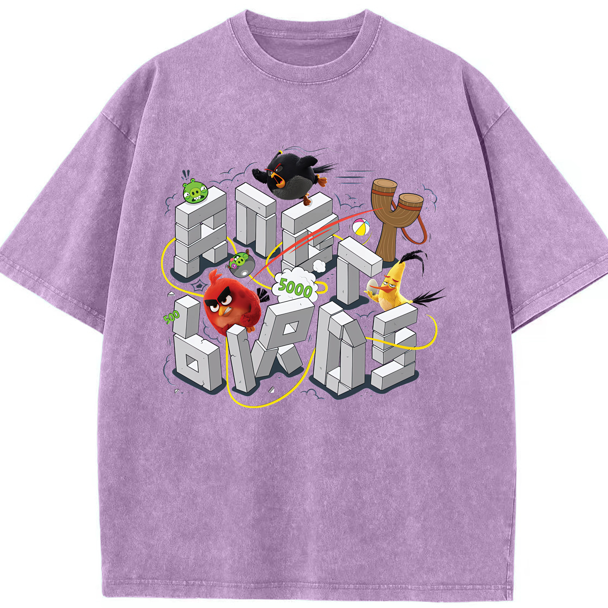 （画像用） Angry Birds アングリーバード 綿100% ヴィンテージ風 半袖Tシャツ（フロントプリント）
