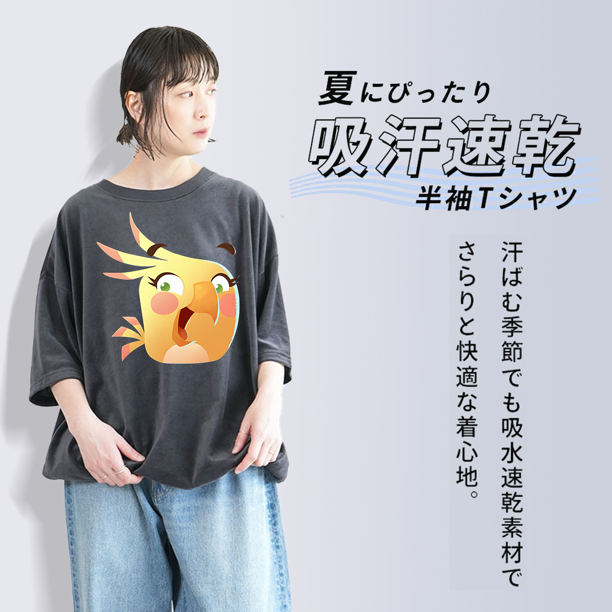 Angry Birds アングリーバード 綿100% ヴィンテージ風 半袖Tシャツ（フロントプリント）