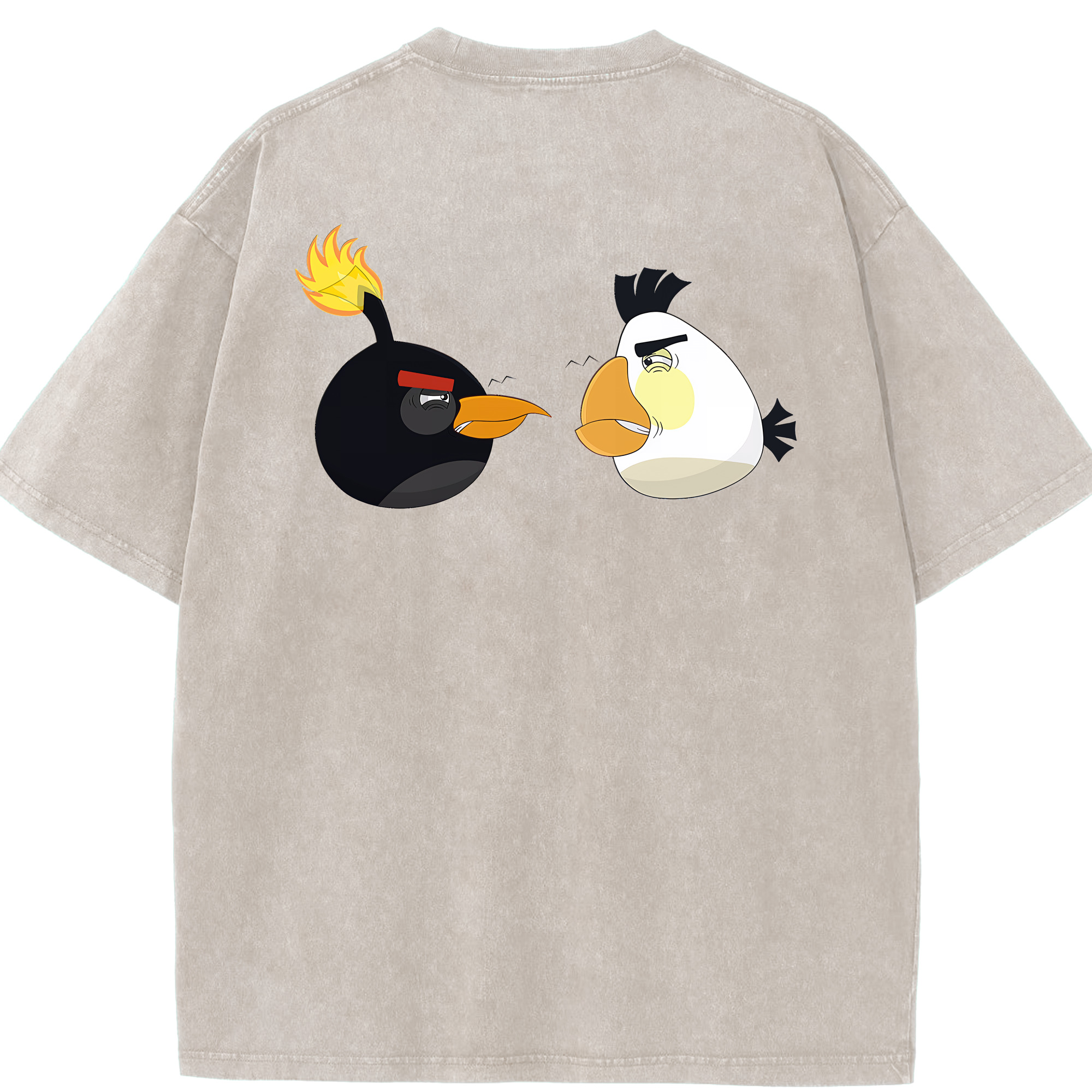 （画像用） Angry Birds アングリーバード 綿100% ヴィンテージ風 半袖Tシャツ（背面プリント）