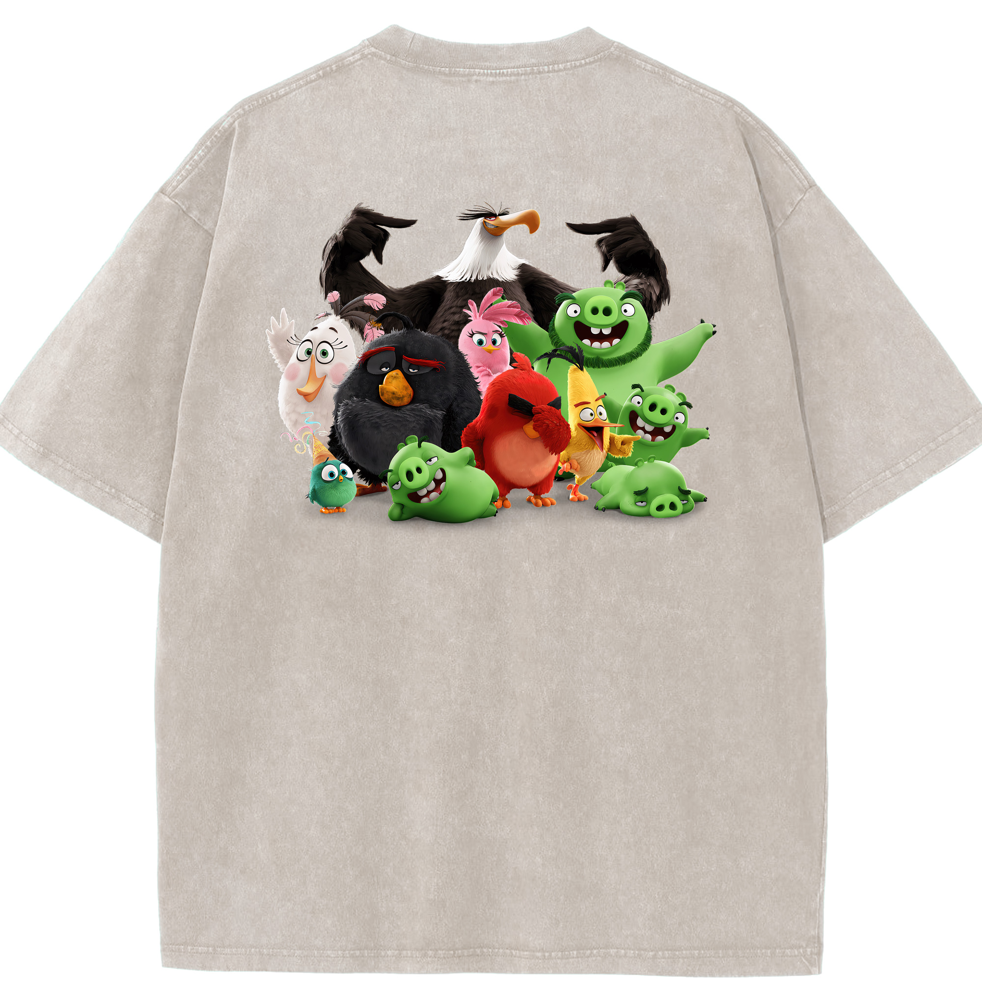 （画像用） Angry Birds アングリーバード 綿100% ヴィンテージ風 半袖Tシャツ（背面プリント）