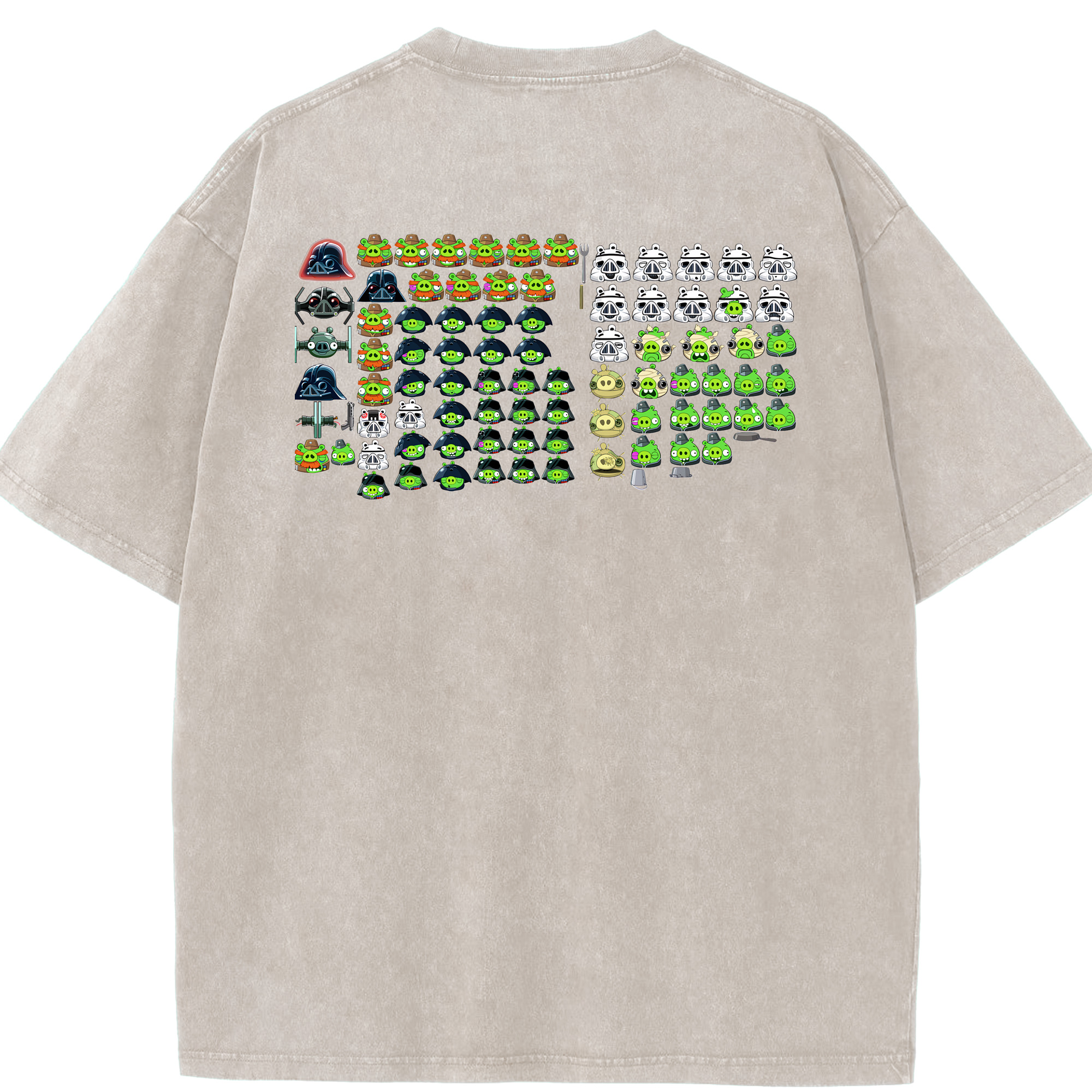 （画像用） Angry Birds アングリーバード 綿100% ヴィンテージ風 半袖Tシャツ（背面プリント）