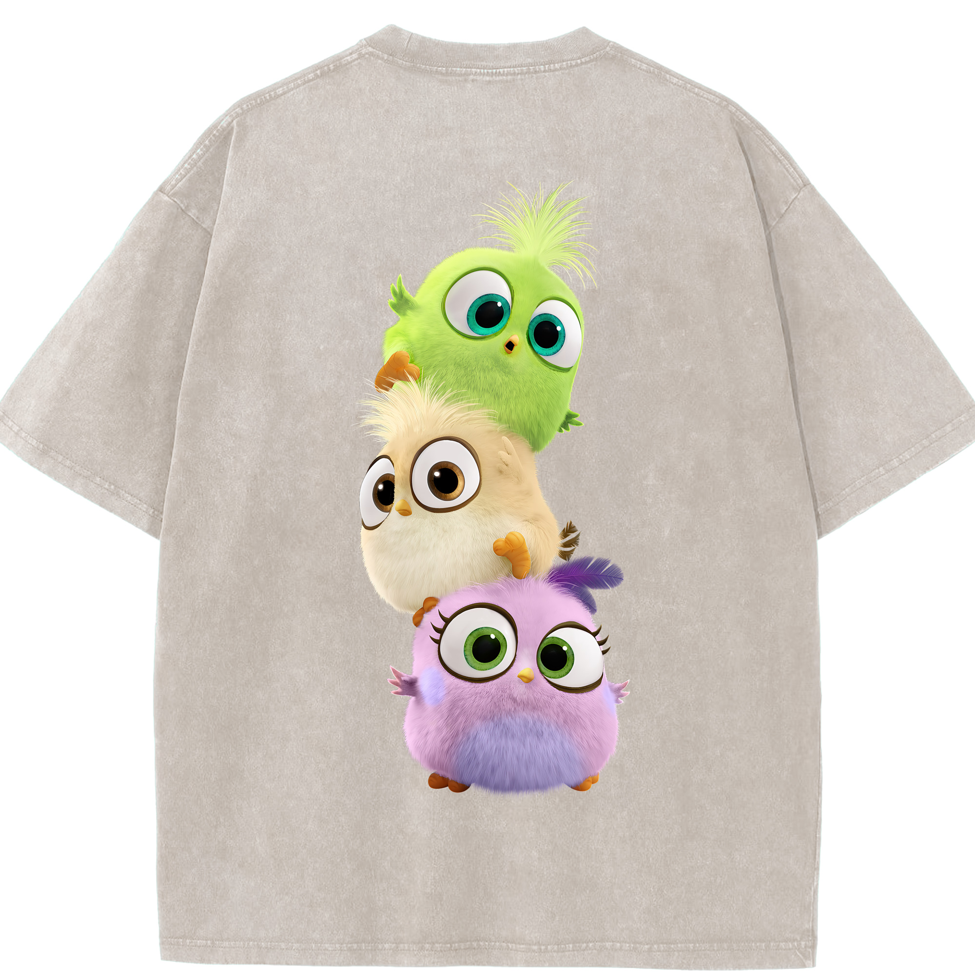 （画像用） Angry Birds アングリーバード 綿100% ヴィンテージ風 半袖Tシャツ（背面プリント）