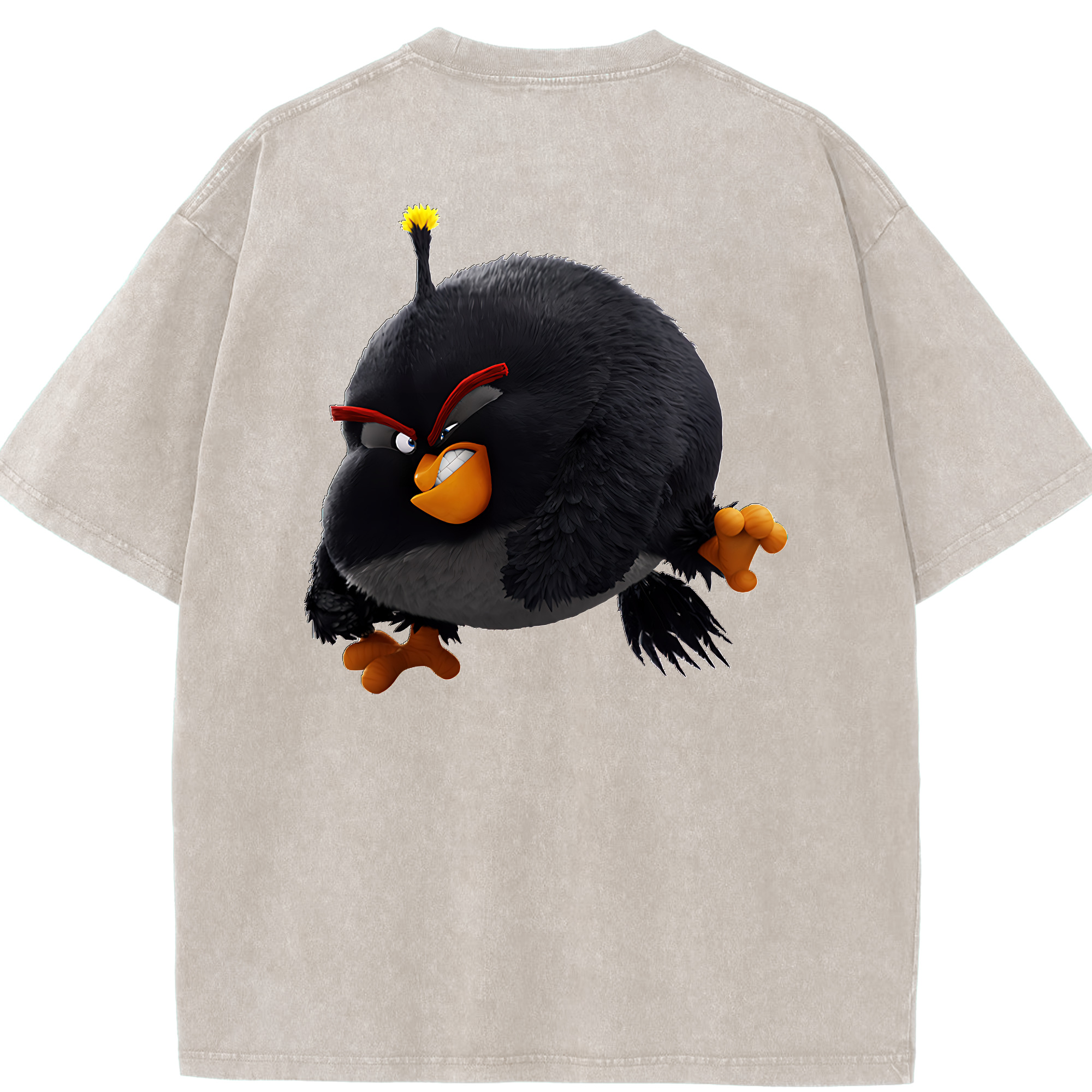 （画像用） Angry Birds アングリーバード 綿100% ヴィンテージ風 半袖Tシャツ（背面プリント）