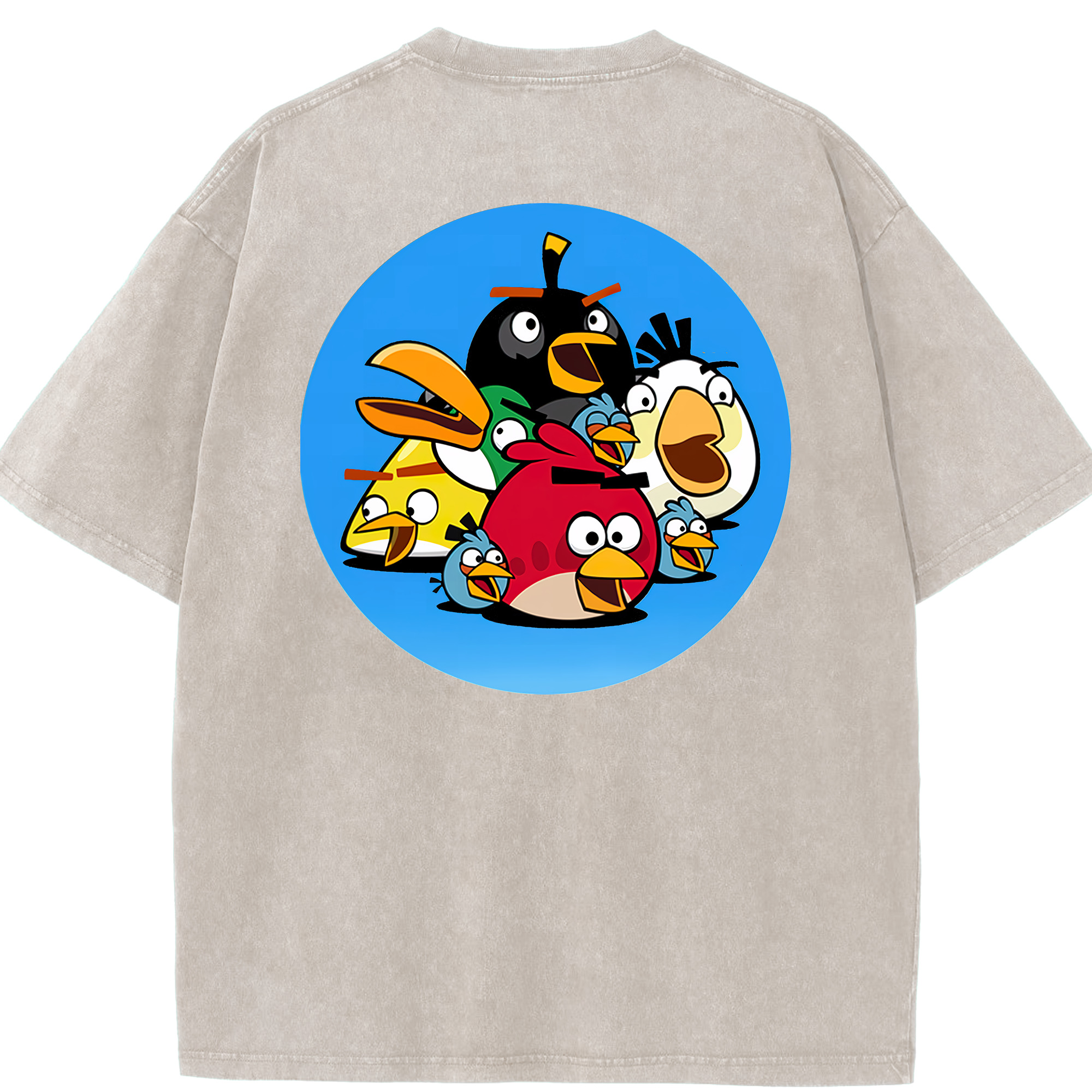（画像用） Angry Birds アングリーバード 綿100% ヴィンテージ風 半袖Tシャツ（背面プリント）