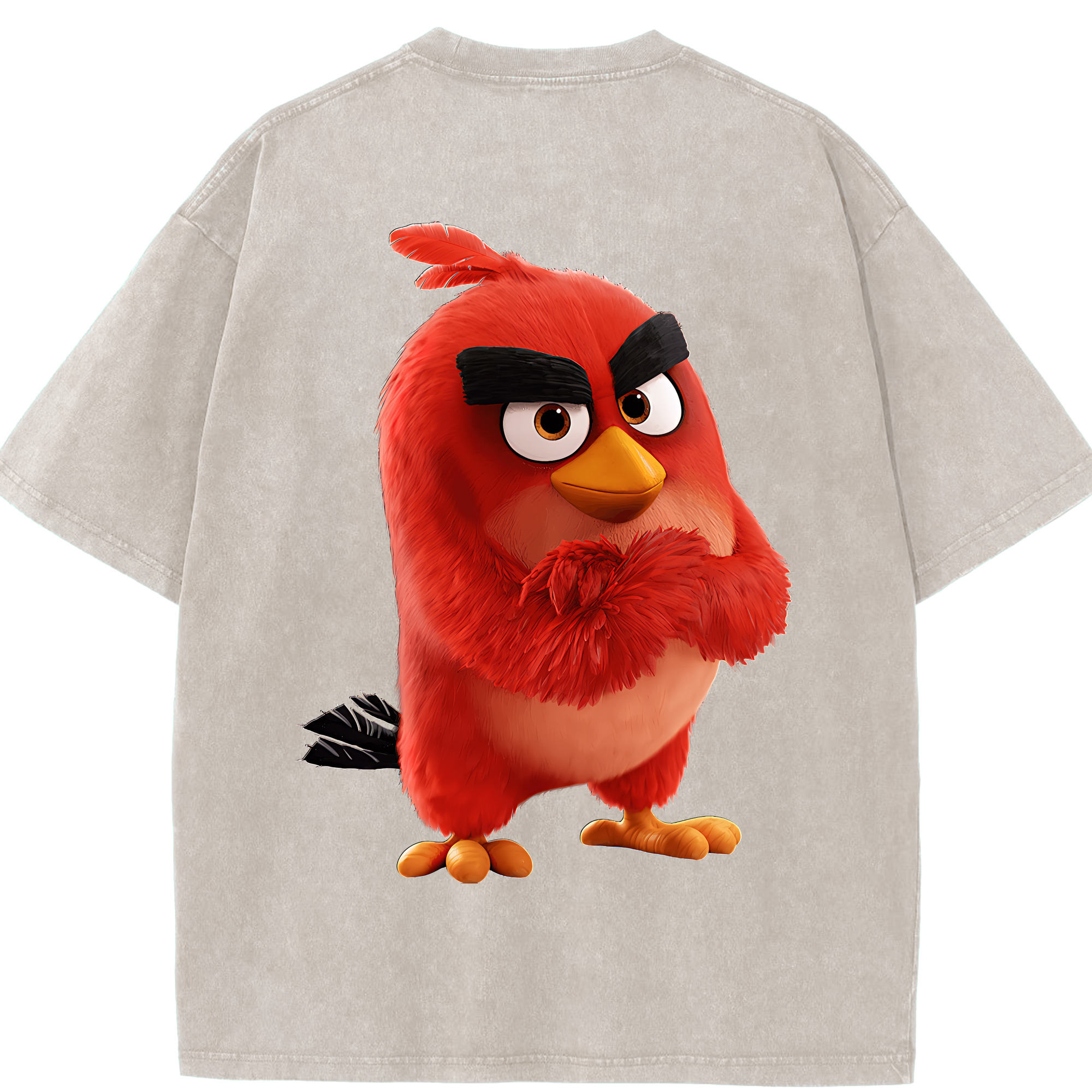 （画像用） Angry Birds アングリーバード 綿100% ヴィンテージ風 半袖Tシャツ（背面プリント）