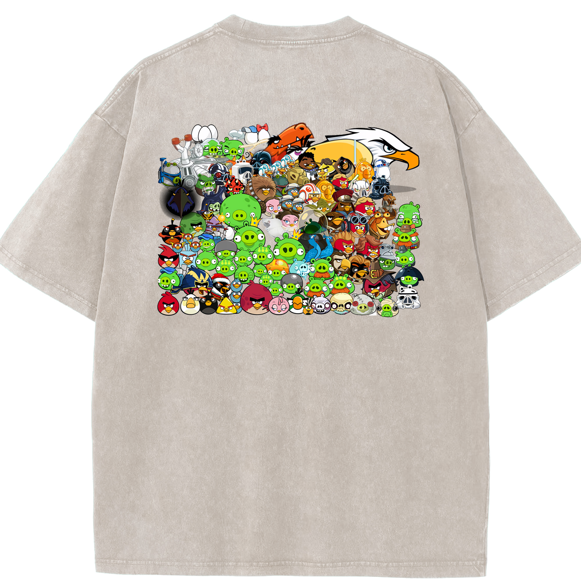 （画像用） Angry Birds アングリーバード 綿100% ヴィンテージ風 半袖Tシャツ（背面プリント）