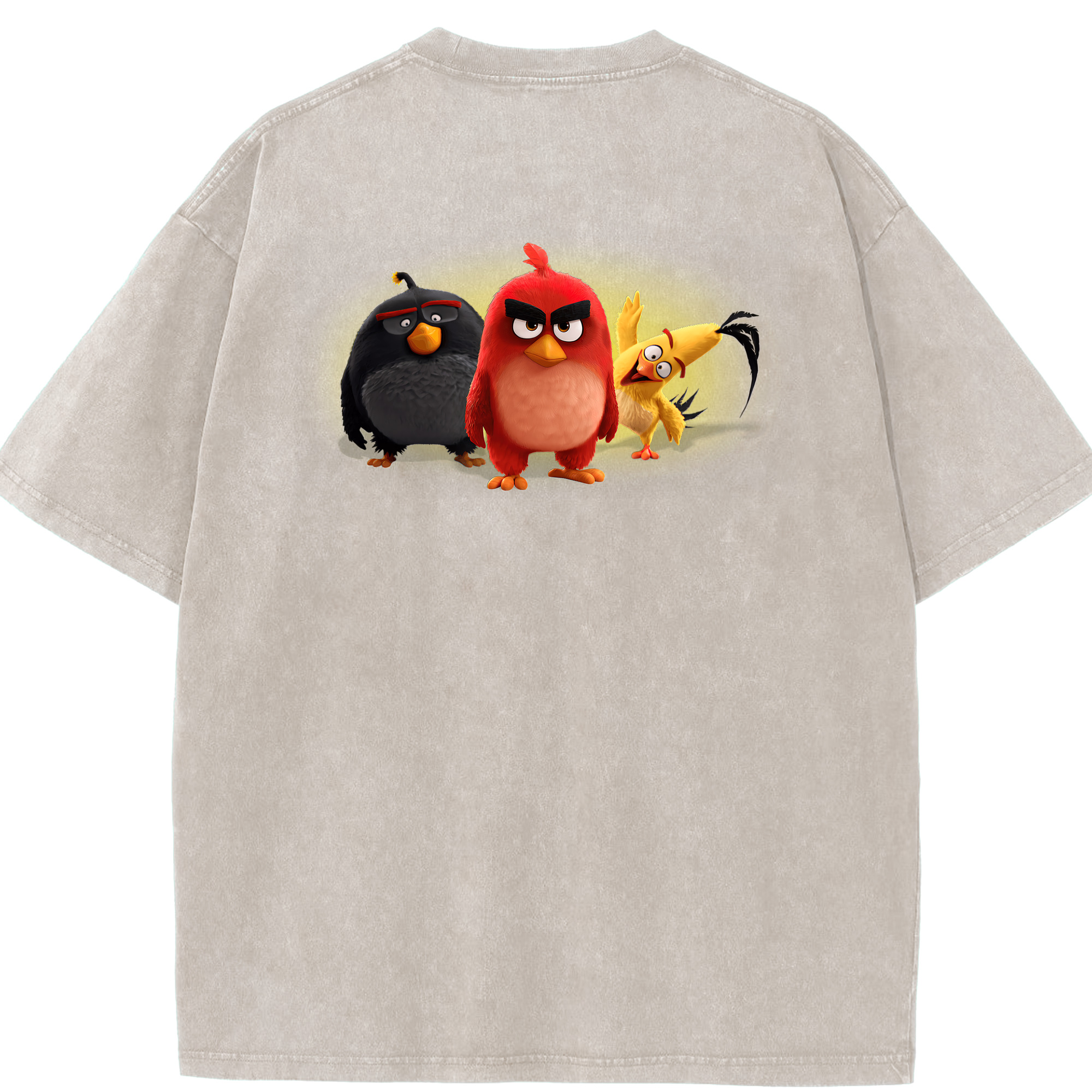 （画像用） Angry Birds アングリーバード 綿100% ヴィンテージ風 半袖Tシャツ（背面プリント）