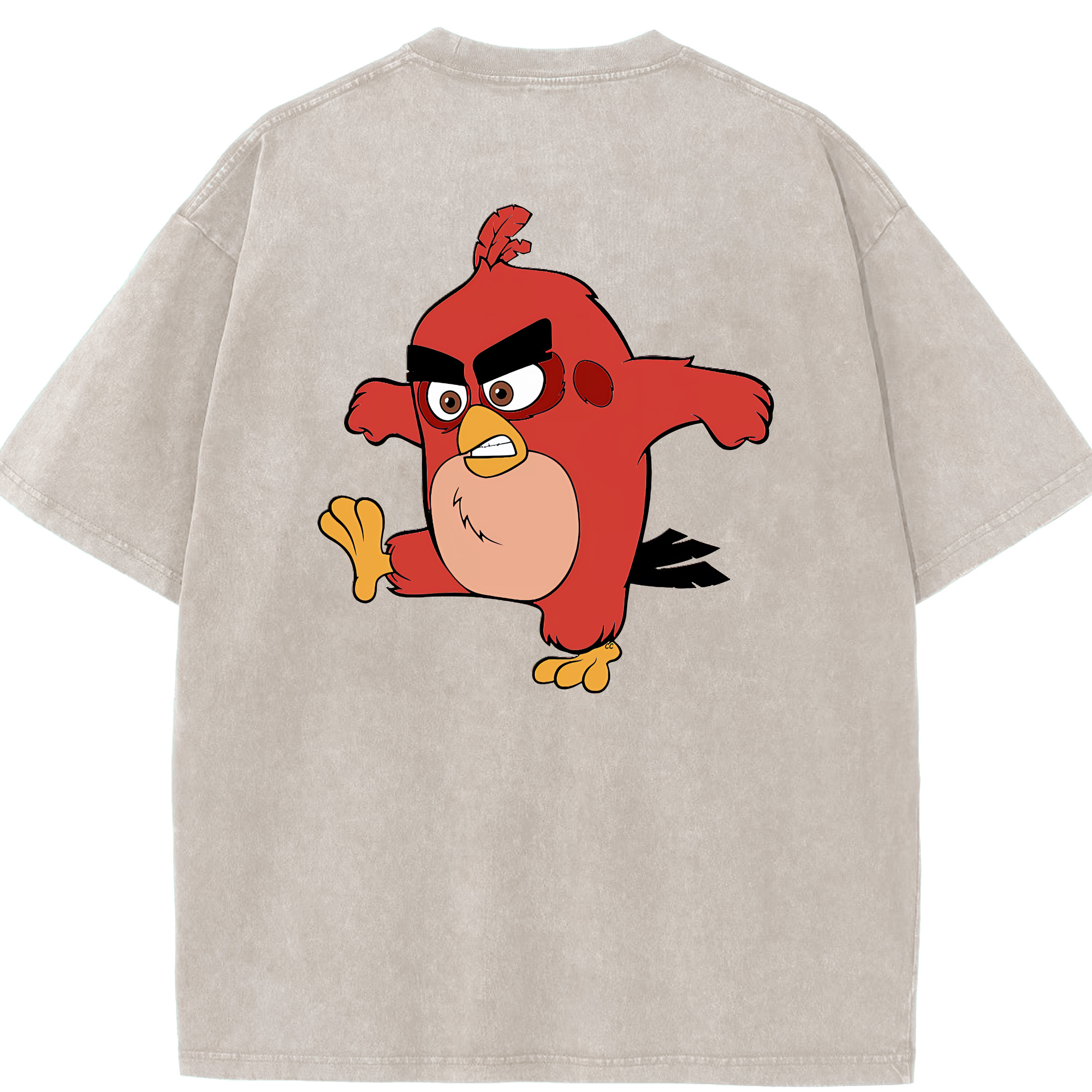 （画像用） Angry Birds アングリーバード 綿100% ヴィンテージ風 半袖Tシャツ（背面プリント）