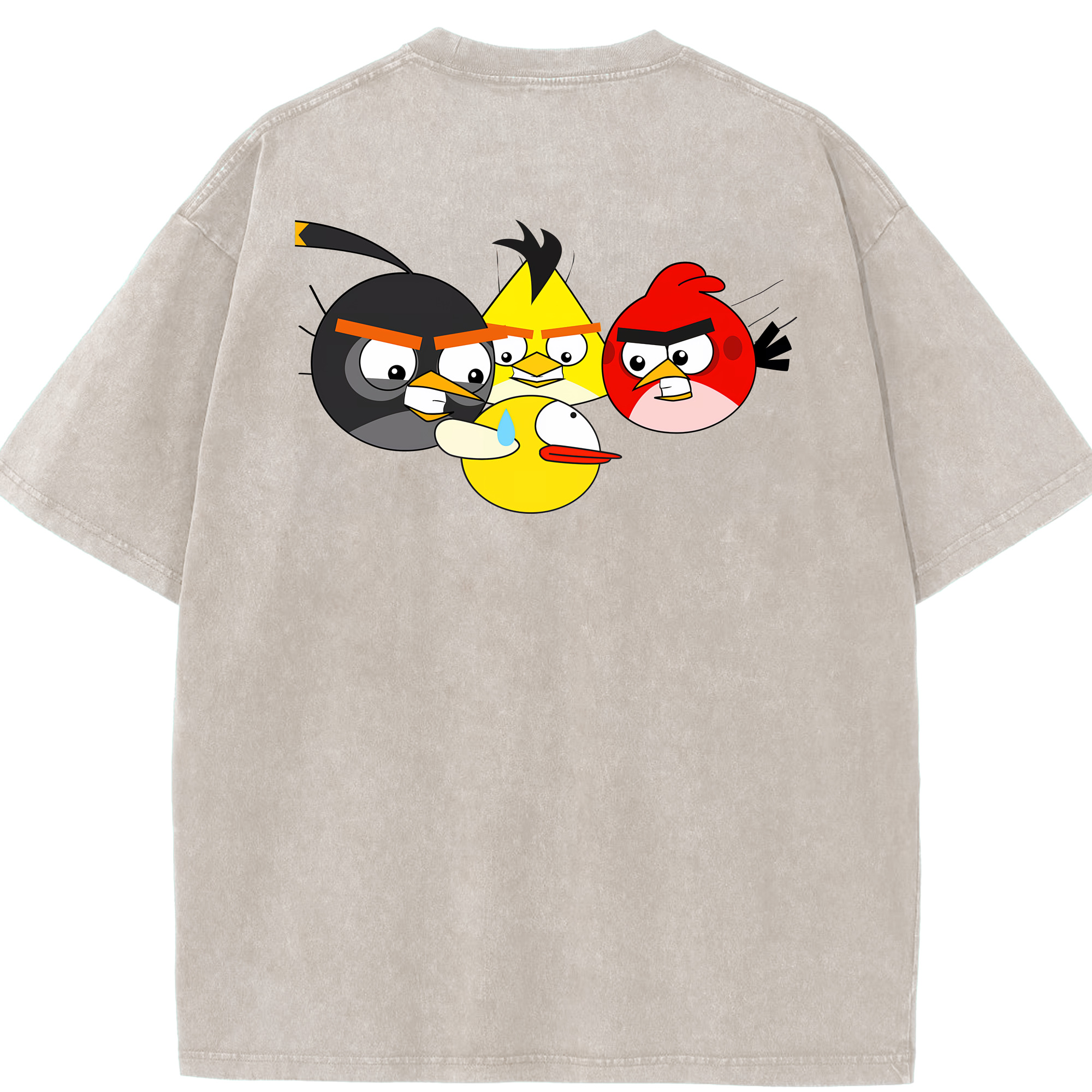 （画像用） Angry Birds アングリーバード 綿100% ヴィンテージ風 半袖Tシャツ（背面プリント）
